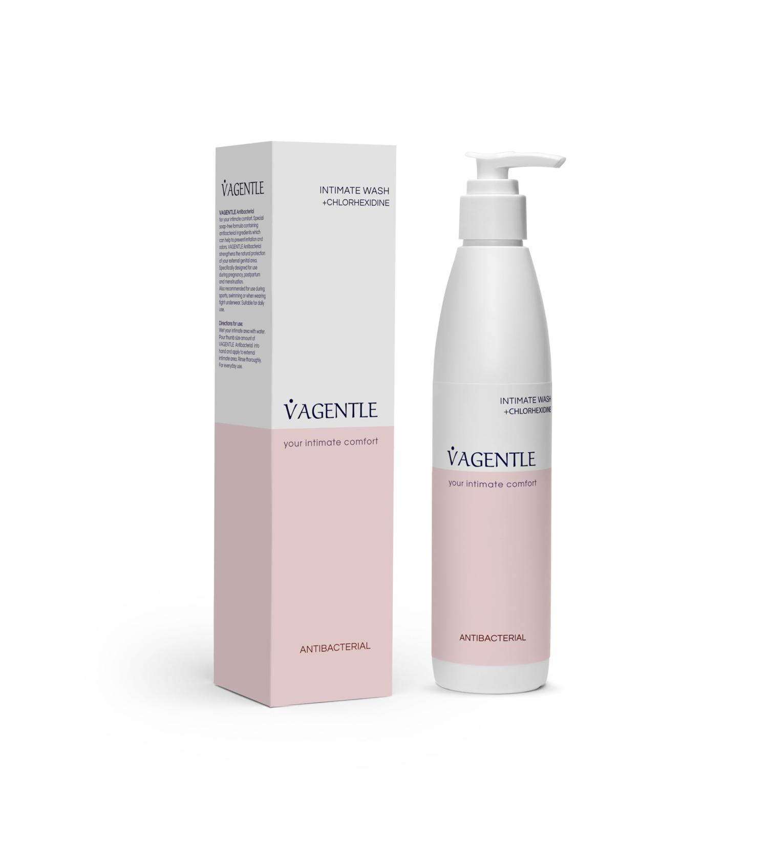 VAGENTLE Antibacterial Feminine Hygiene Intimate Wash 250ml - For Daily Use, Protection from Vaginal Infections with Chlorhexidine Vaginal Wash - Intimate Care Lab-Proven Formula - Buy Online on GoSupps.com