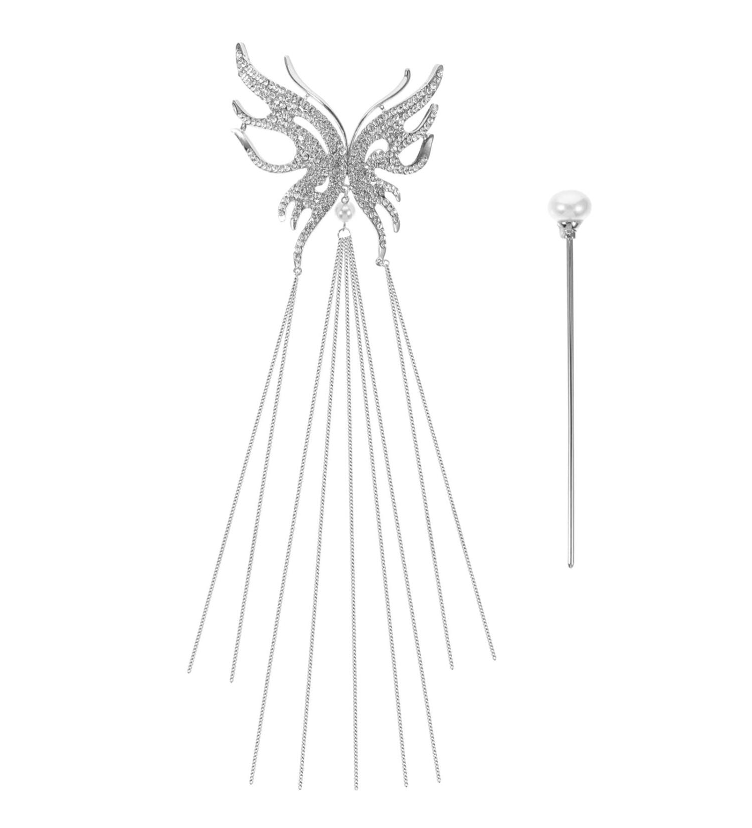 LALAFINA Butterfly Pearl Hairpin Hair Jewels for Women Hair Tassel Chinese Hair Fork Chinese Headdress Pearl Hair Chopsticks Bride Headpiece Pan Hair Artifact Metal Women's Alloy - Buy Online on GoSupps.com