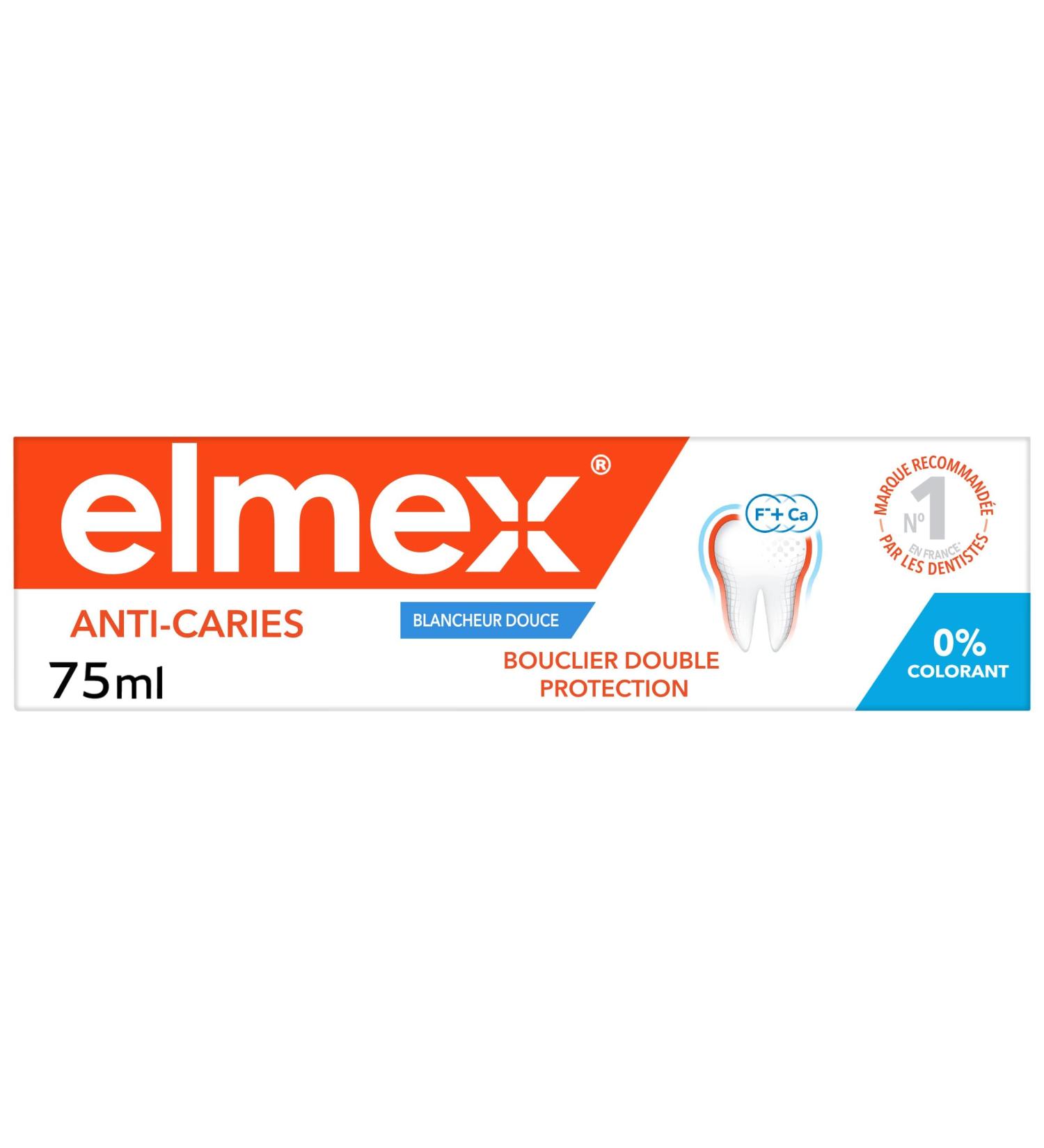 ELMEX - Elmex Anti-Caries Toothpaste Gentle Whiteness 0% Colorants - Cavities - Sensitive Teeth Sore Gums Enamel Protection - 75 ml - Buy Online on GoSupps.com