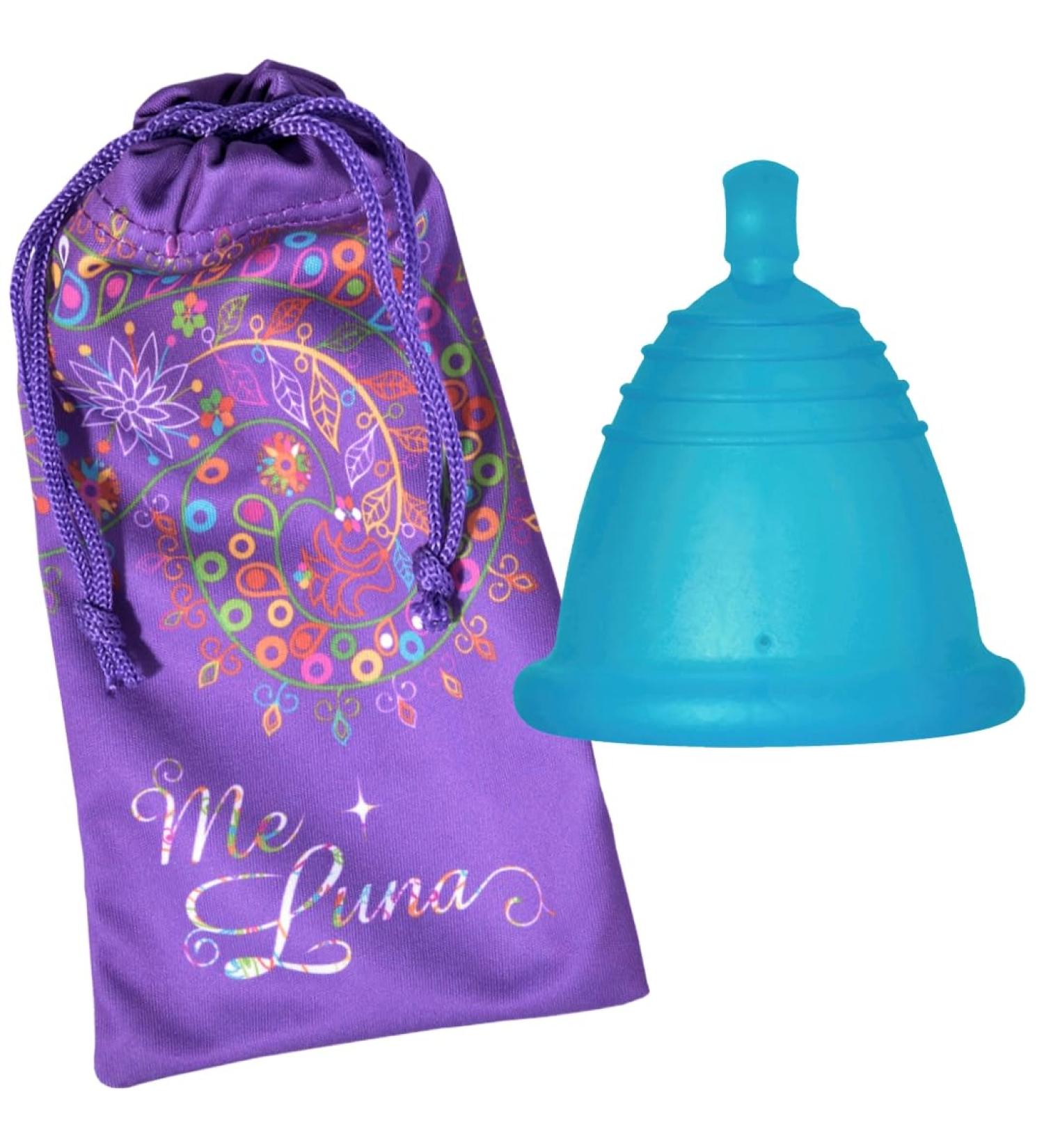 Me Luna Soft Menstrual Cup - Cyan Shorty S Size | Eco-Friendly & Comfortable | Shop Internationally - Buy Online on GoSupps.com