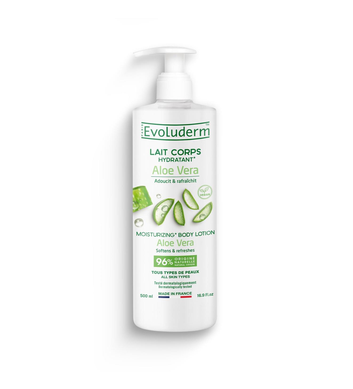 Evoluderm EVOLUDERM Aloe Vera Moisturizing Body Lotion 500 ml 96% Natural Origin Vegan Made in France