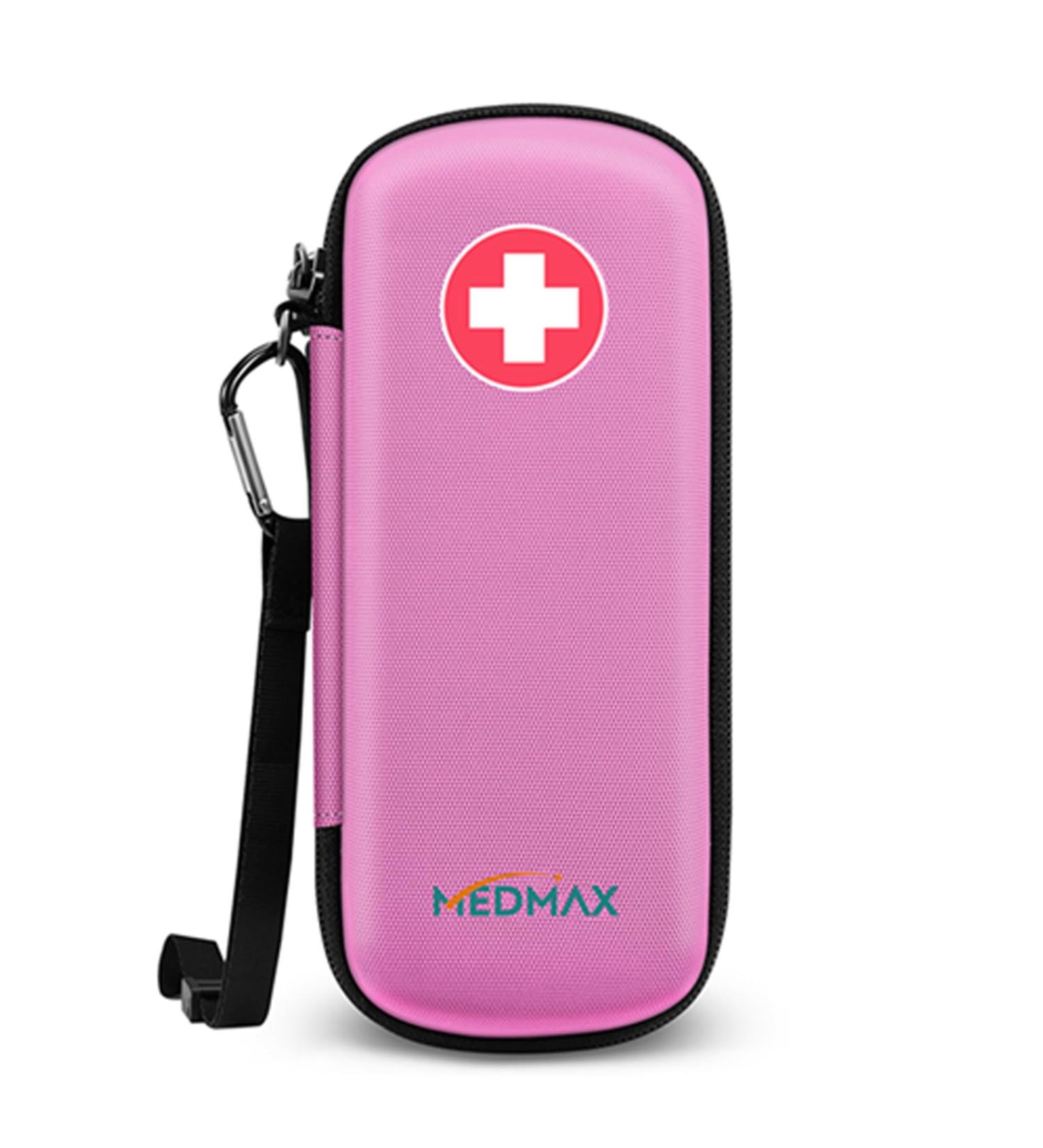 Medmax Epipen Medical Carrier Bag - Shockproof Organizer for Epipens Asthma Inhalers & Allergy Essentials | Portable Stylish & Durable - Pink M - Buy Online on GoSupps.com