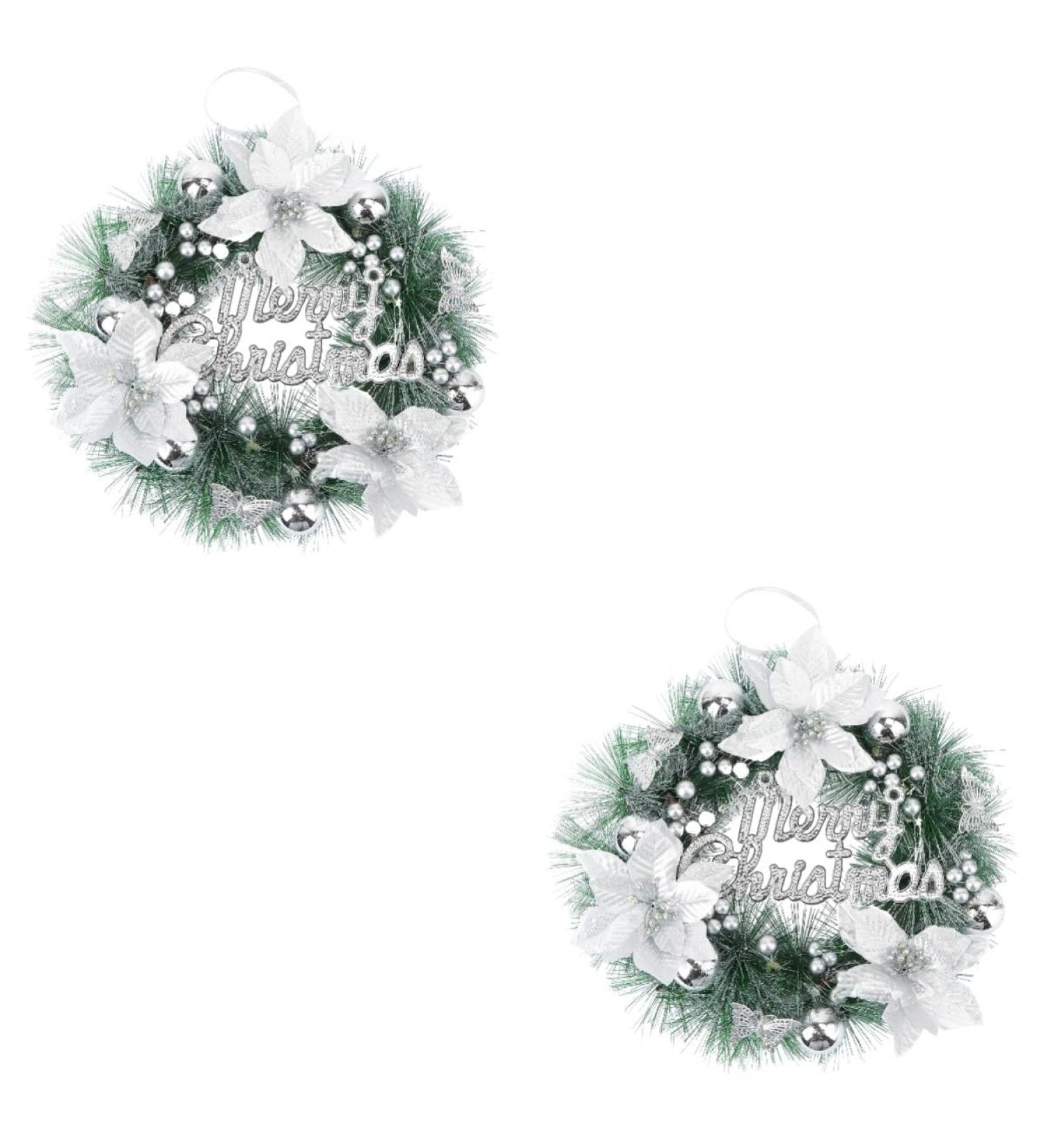 HOMSFOU 2pcs Christmas Wreath Decorative Wreath Christmas Front Door Wreath Winter Wreath Holiday Wreaths Harvest Wreath Rustic Holiday Door Wreath Xmas Reef Artificial Pvc Merry Christmas - Buy Online on GoSupps.com