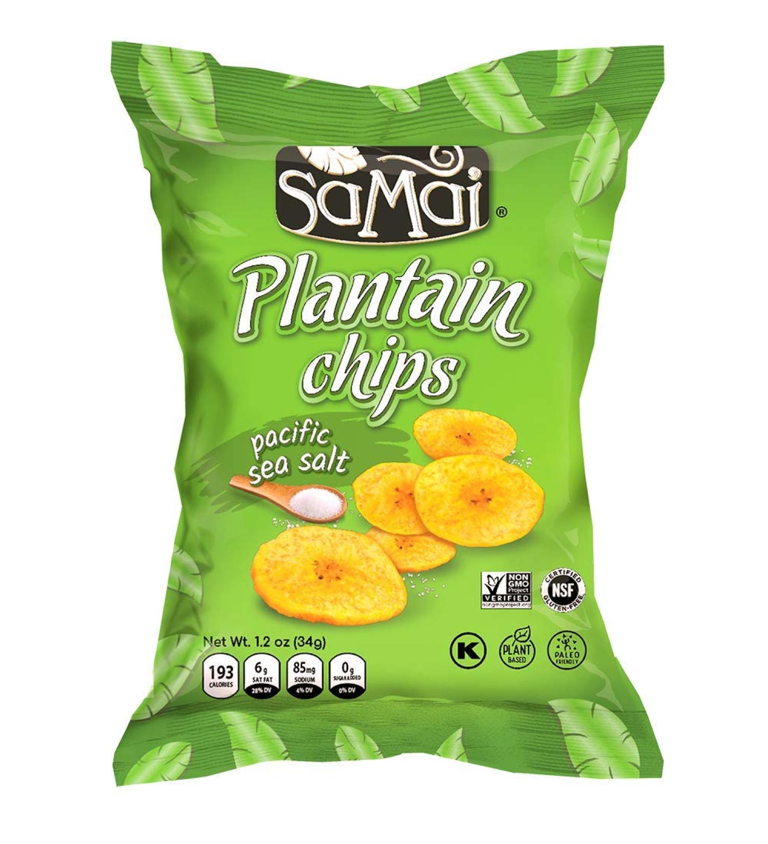Buy SAMAI Pacific Sea Salt Plantain Chips 1.2oz (36-Pack) - Gluten-Free Non-GMO & Kosher Snack | International Shipping Available - Buy Online on GoSupps.com