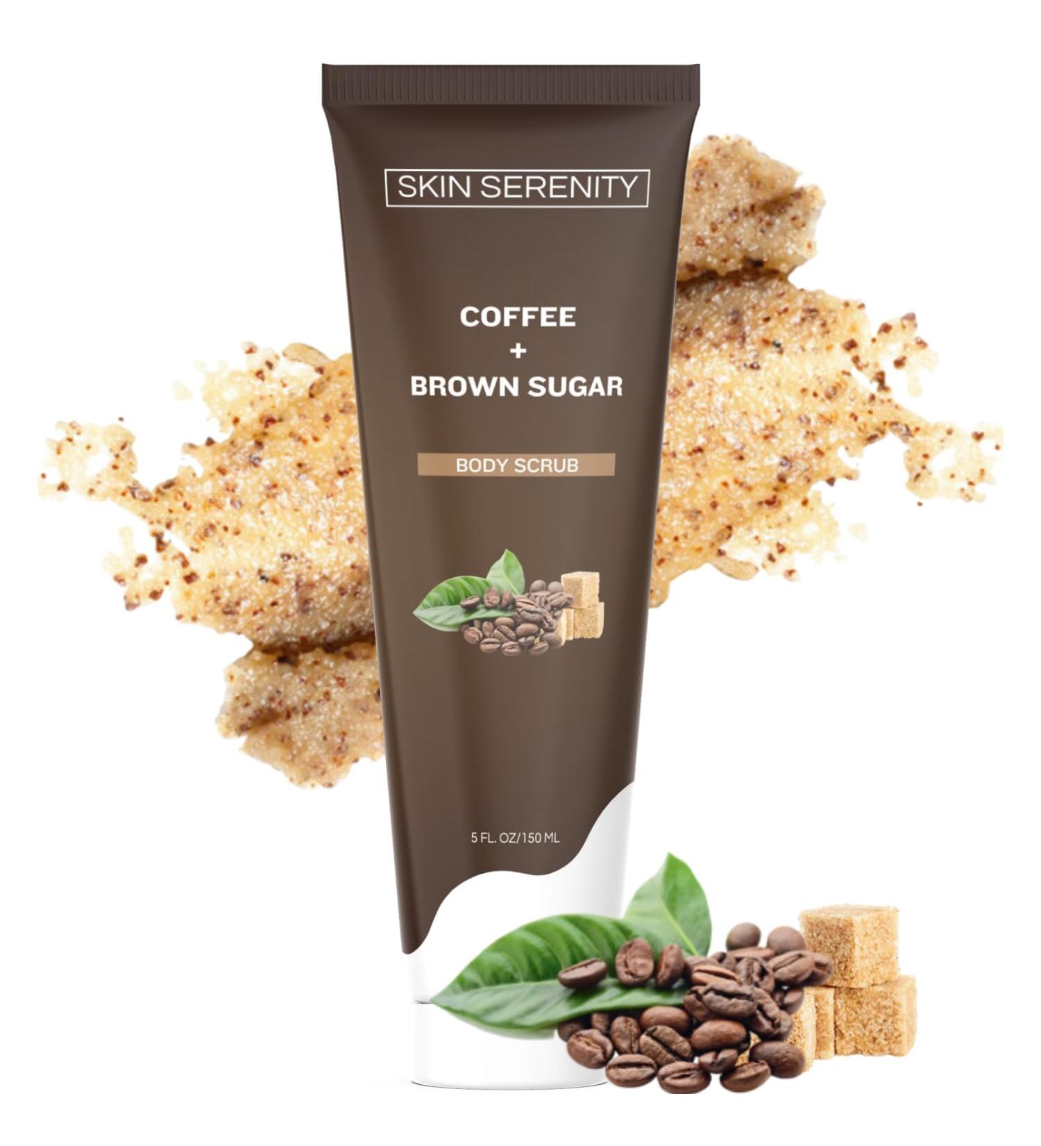 Coffee & Brown Sugar Body Scrub | Exfoliating Moisturizer with Vitamin E | Natural Skin Care for Stretch Marks Cellulite Dark Spots - 5 oz - Buy Online on GoSupps.com