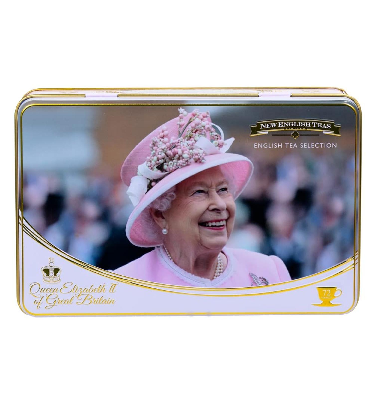 New English Teas Queen Elizabeth II Tea Tin with 72 Assorted Teabag Selection Single - Buy Online on GoSupps.com