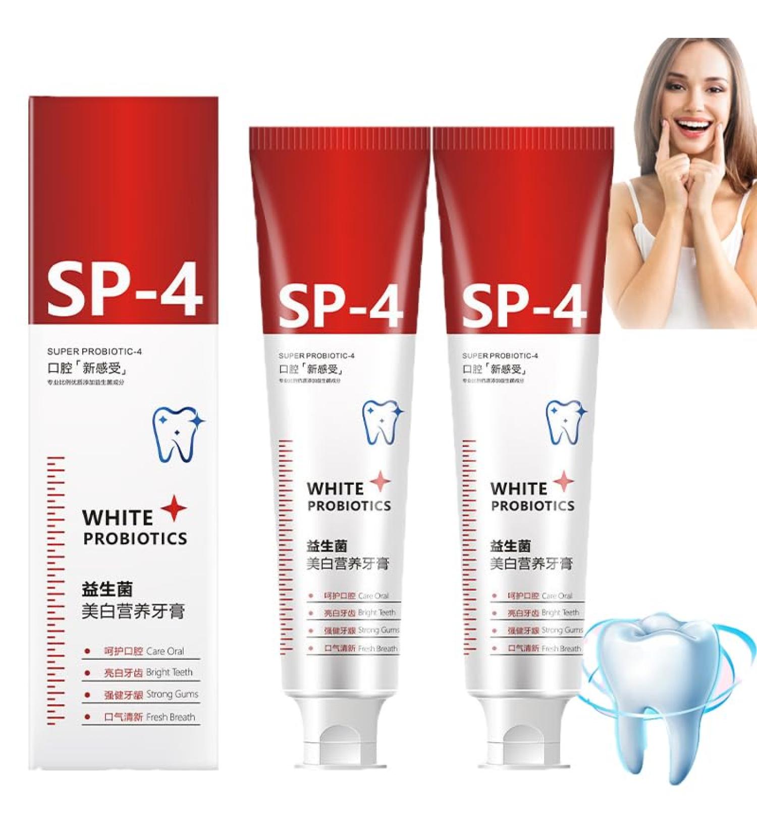 Buy SP-4 Probiotic Toothpaste (2 x 100g) - Whitening & Fresh Breath Formula - International Shipping Available - Buy Online on GoSupps.com