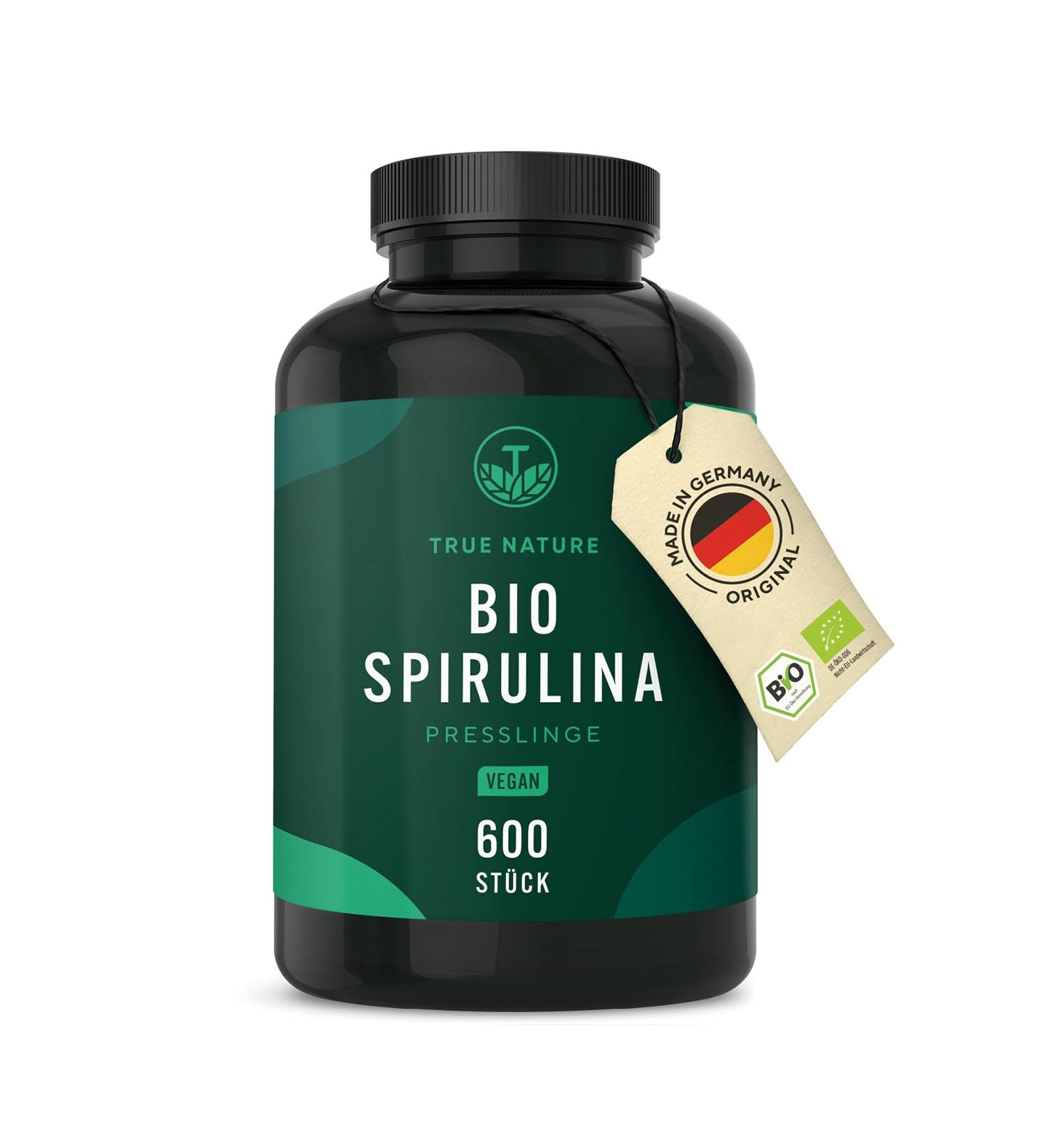 Bio Spirulina Tablets - 600 High-Dose 100% Pure Organic Algae - Vegan & Lab Tested - True Nature  - Buy Online on GoSupps.com