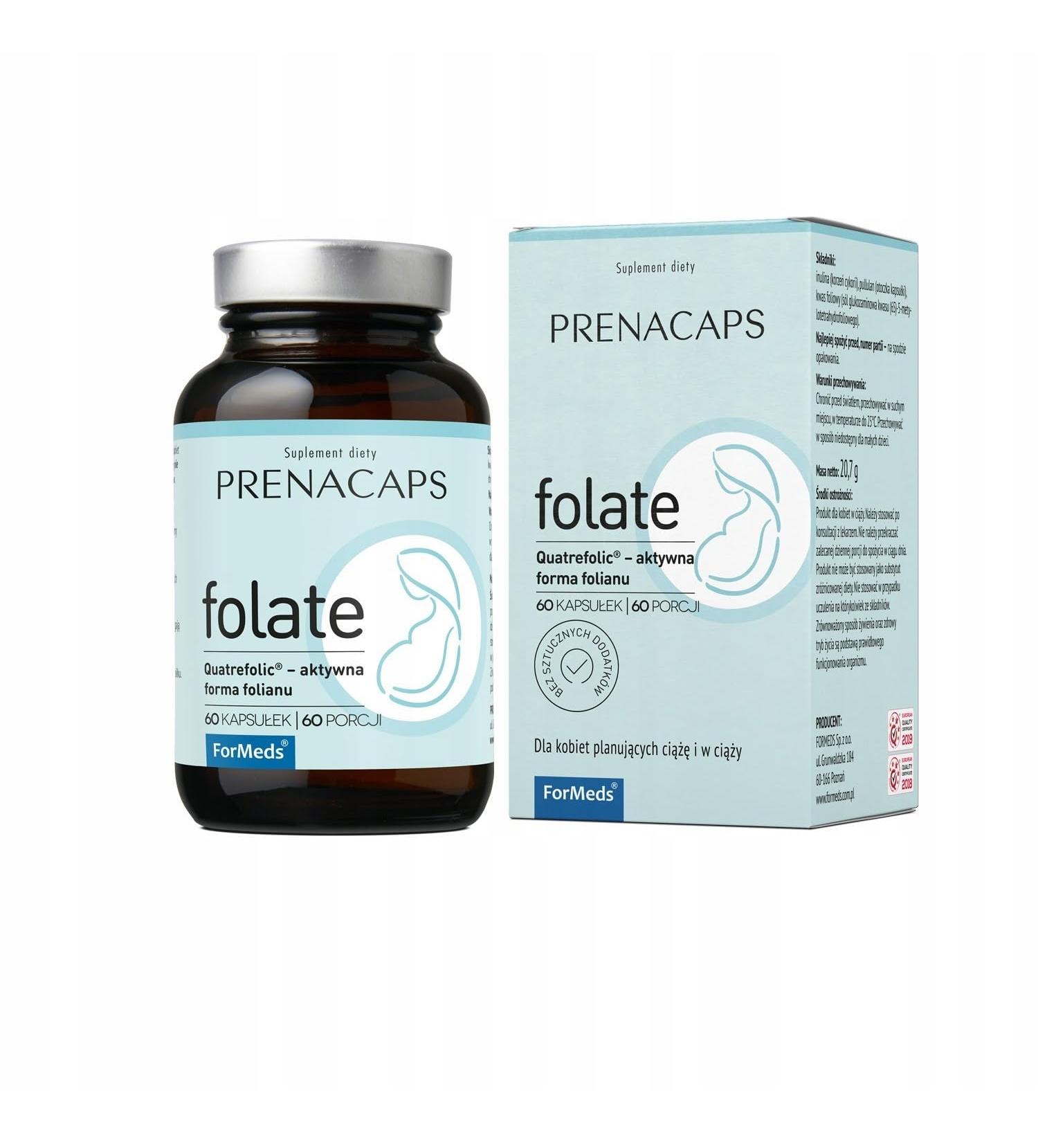 ForMeds Folat Quatrefolic Forme active de Folat 60 Capsules 60 Portions 20 7 g Prenacaps ForMeds