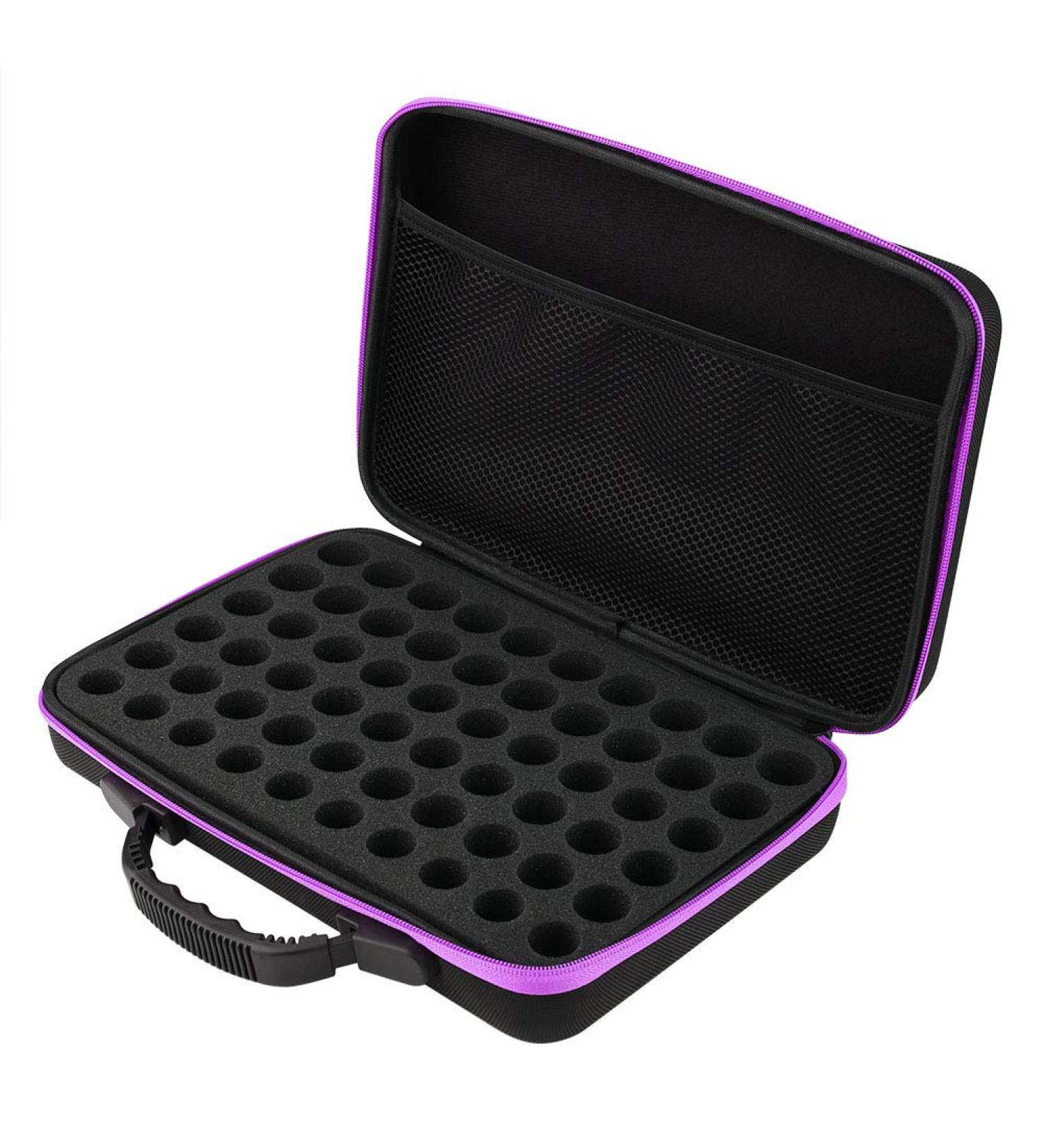 Essential Oil Carrier Bag - 60 Bottle Hard Shell Storage Box (5ml-15ml) - Shockproof & Stylish Purple - Buy Online on GoSupps.com