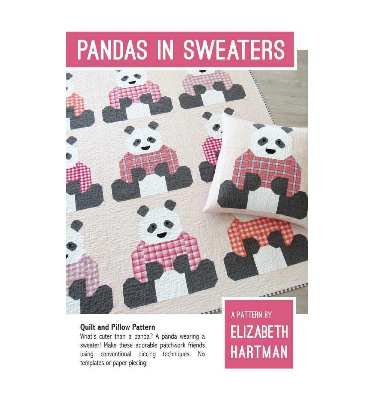 Elizabeth Hartman Pandas in Sweaters Pattern - DIY Quilt Kit - Buy Online on GoSupps.com