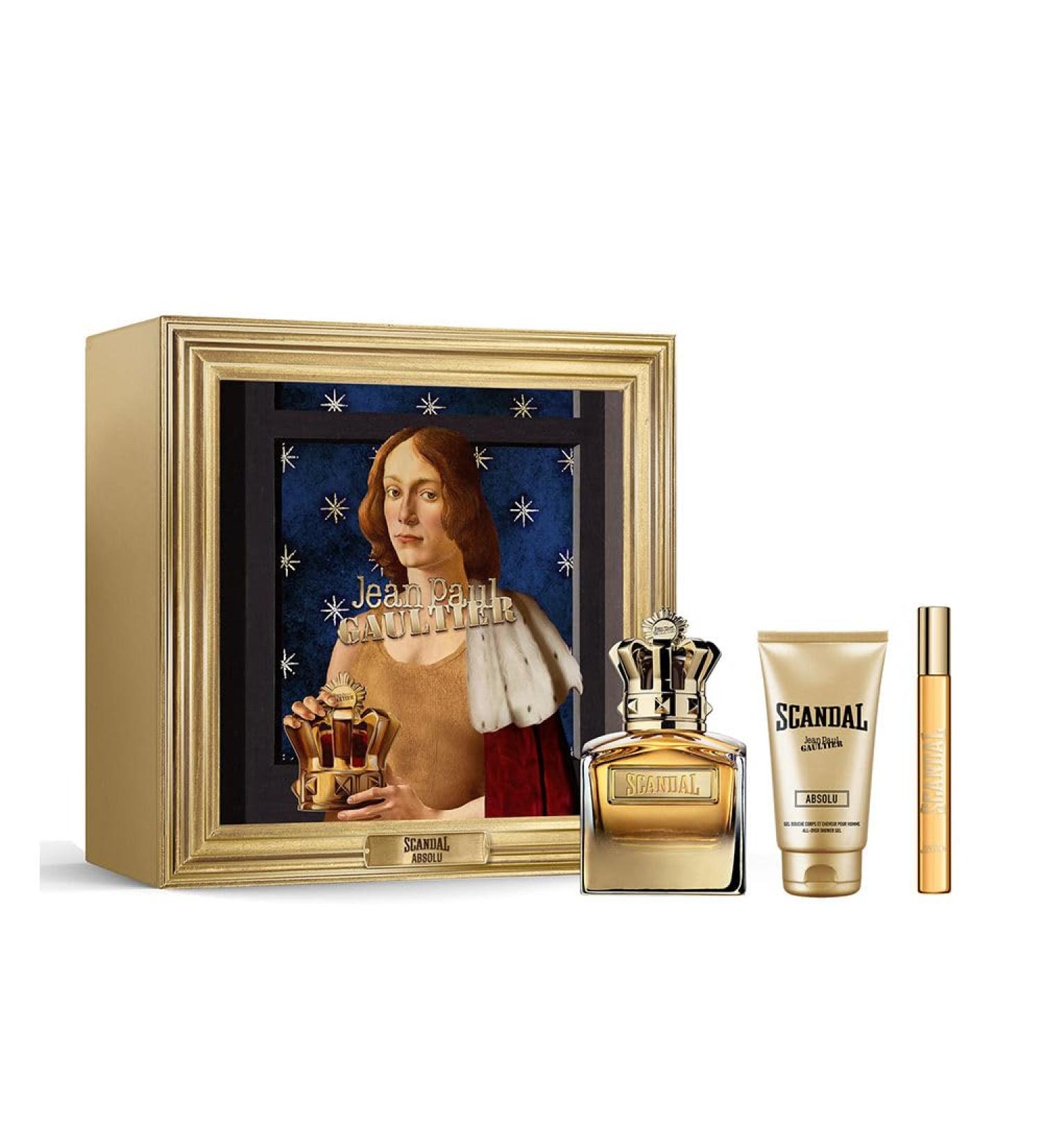 Jean Paul Gaultier Scandal Absolu Pour Homme Parfum Concentre Gift Set (Scandal Absolu Parfum Concentre For Him 3.4 fl. oz + Shower Gel 2.5 fl. oz + Travel Size EDP 0.34 fl. oz)