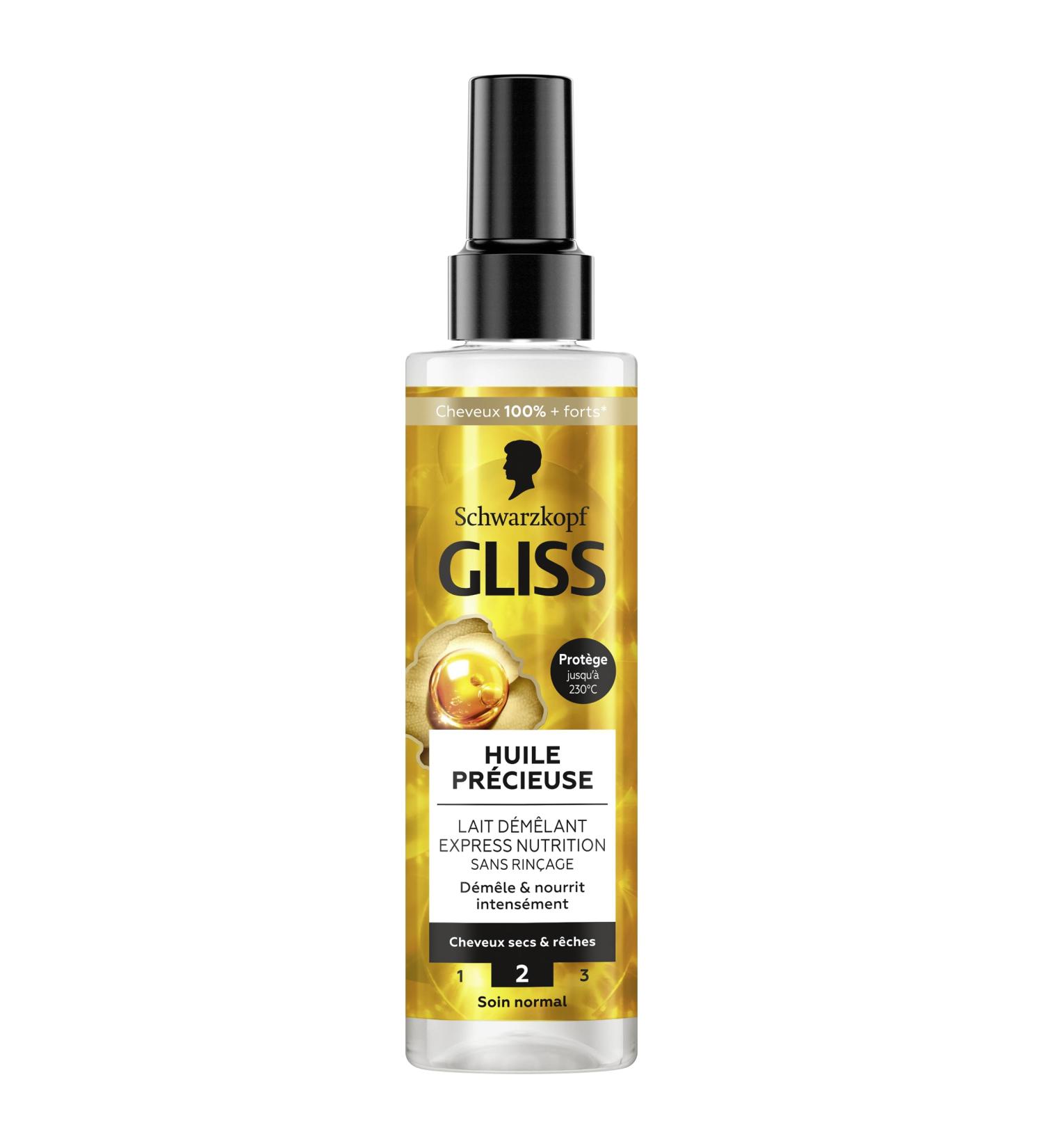 Schwarzkopf GLISS Express Detangling Milk - Precious Oil - Nutrition - Protects up to 230 C - Detangles & Intensely Nourishes - Dry & Ragged Hair - Normal Care - Without Rinsing - 200 ml - Buy Online on GoSupps.com