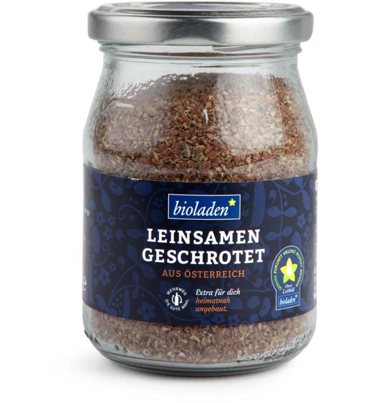organic store ground linseed in a returnable glass jar (2 x 125 gr)