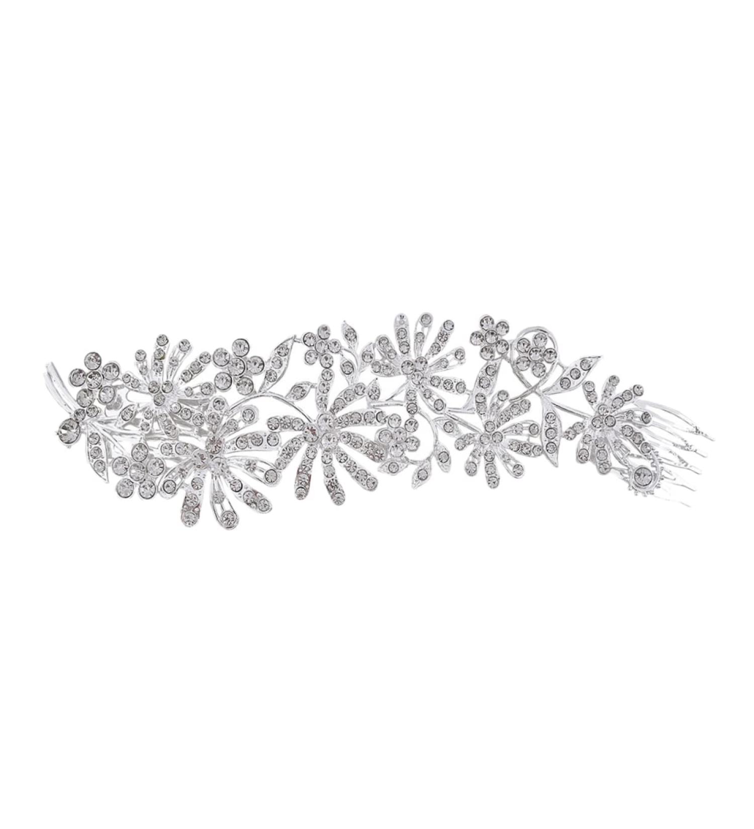 Housoutil Comb Silver Barrettes Wedding Hair Accessory Wedding Headpiece for Bride Silver Hair Clips Bride Hair Clip Alloy White Bridesmaid Crystal Hair Accessories - Buy Online on GoSupps.com