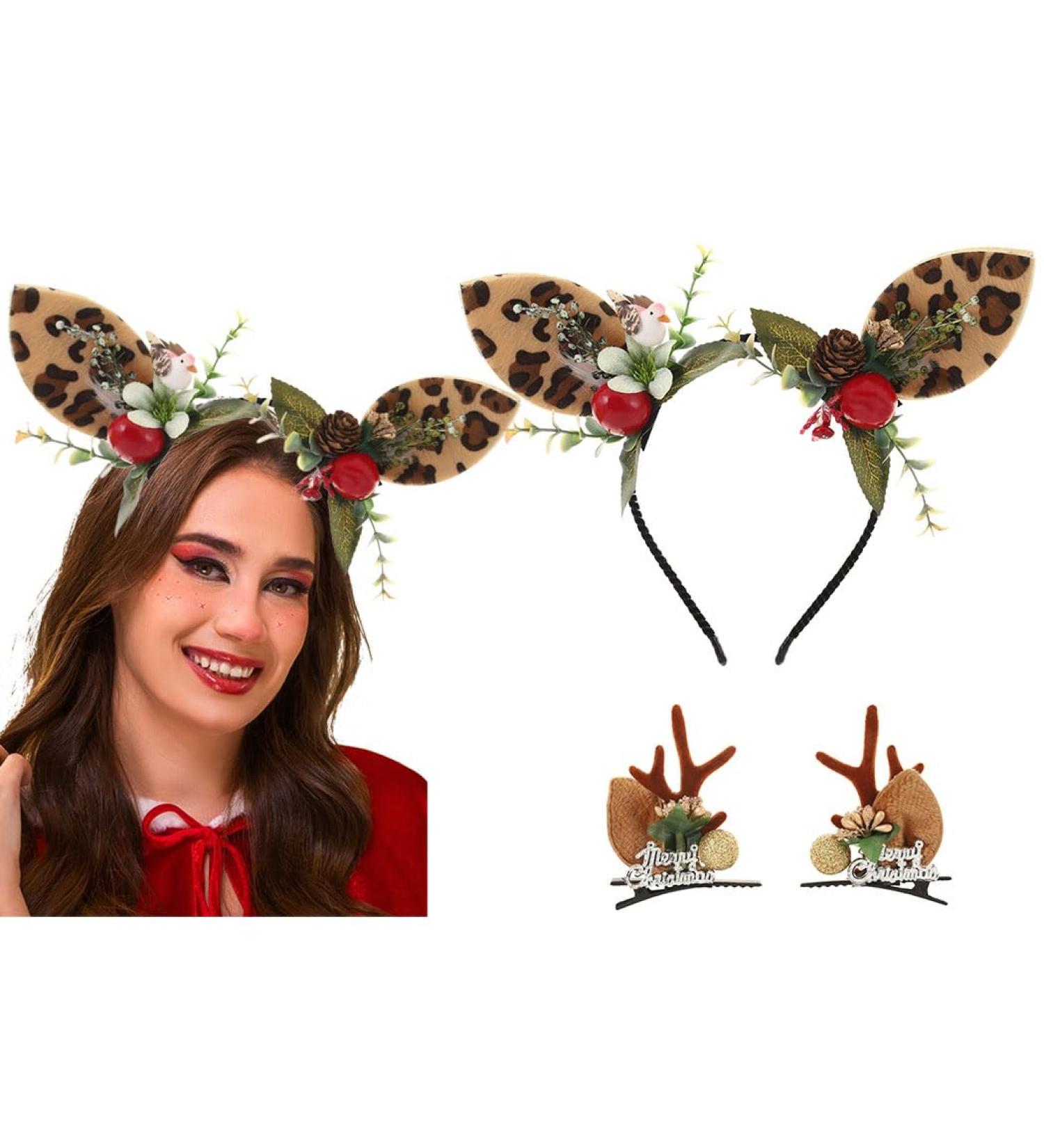 IYOU Reindeer Antlers Headbands Brown Deer Antler Ears Hair Clips Party Christmas Hair Hoop Hair Accessories for Adults Kids - Buy Online on GoSupps.com