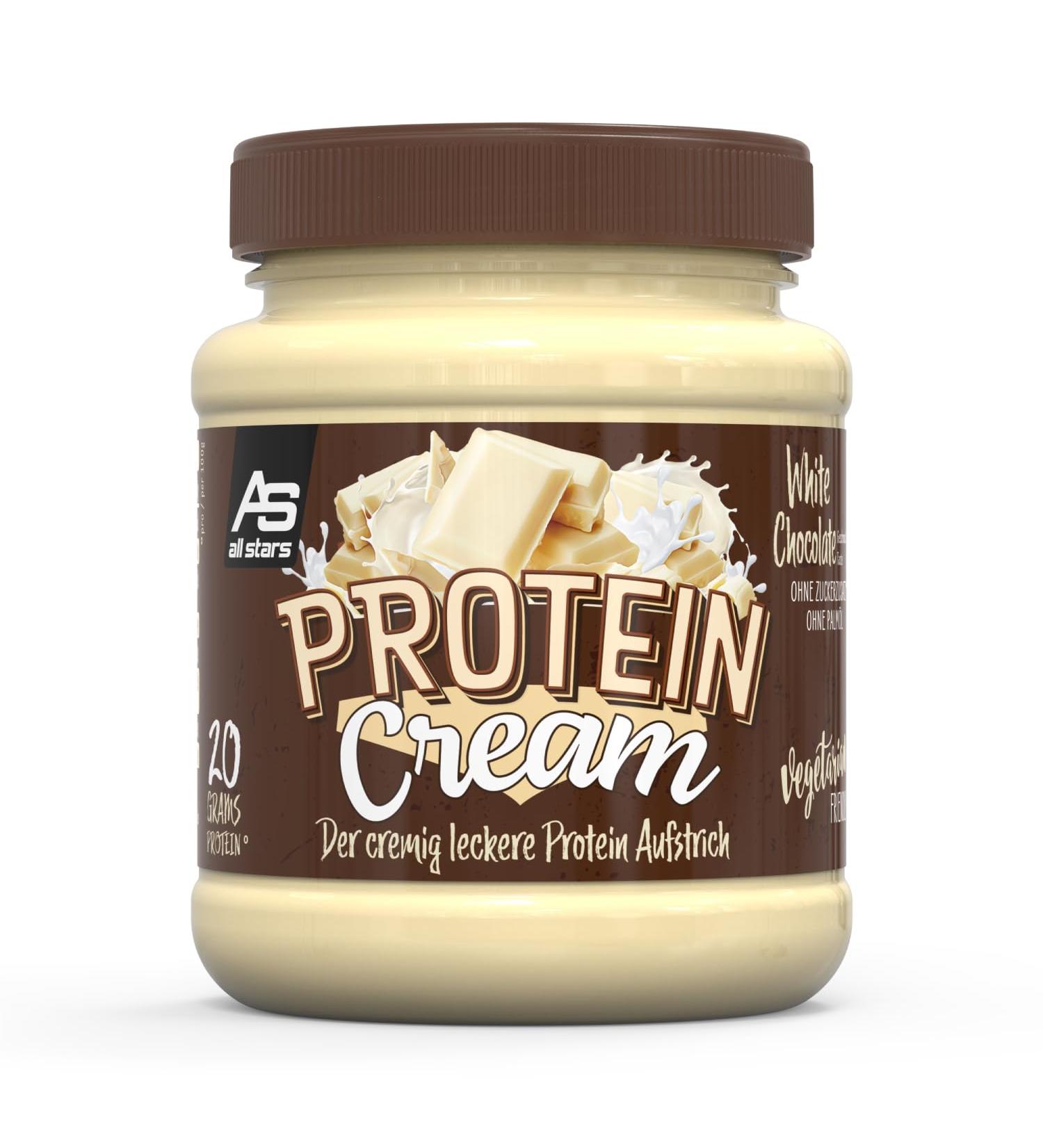 All Stars Protein Cream White Chocolate 330g - Sugar-Free Palm Oil-Free 20% Whey Protein High Protein Spread - Vegetarian Friendly - Buy Online on GoSupps.com