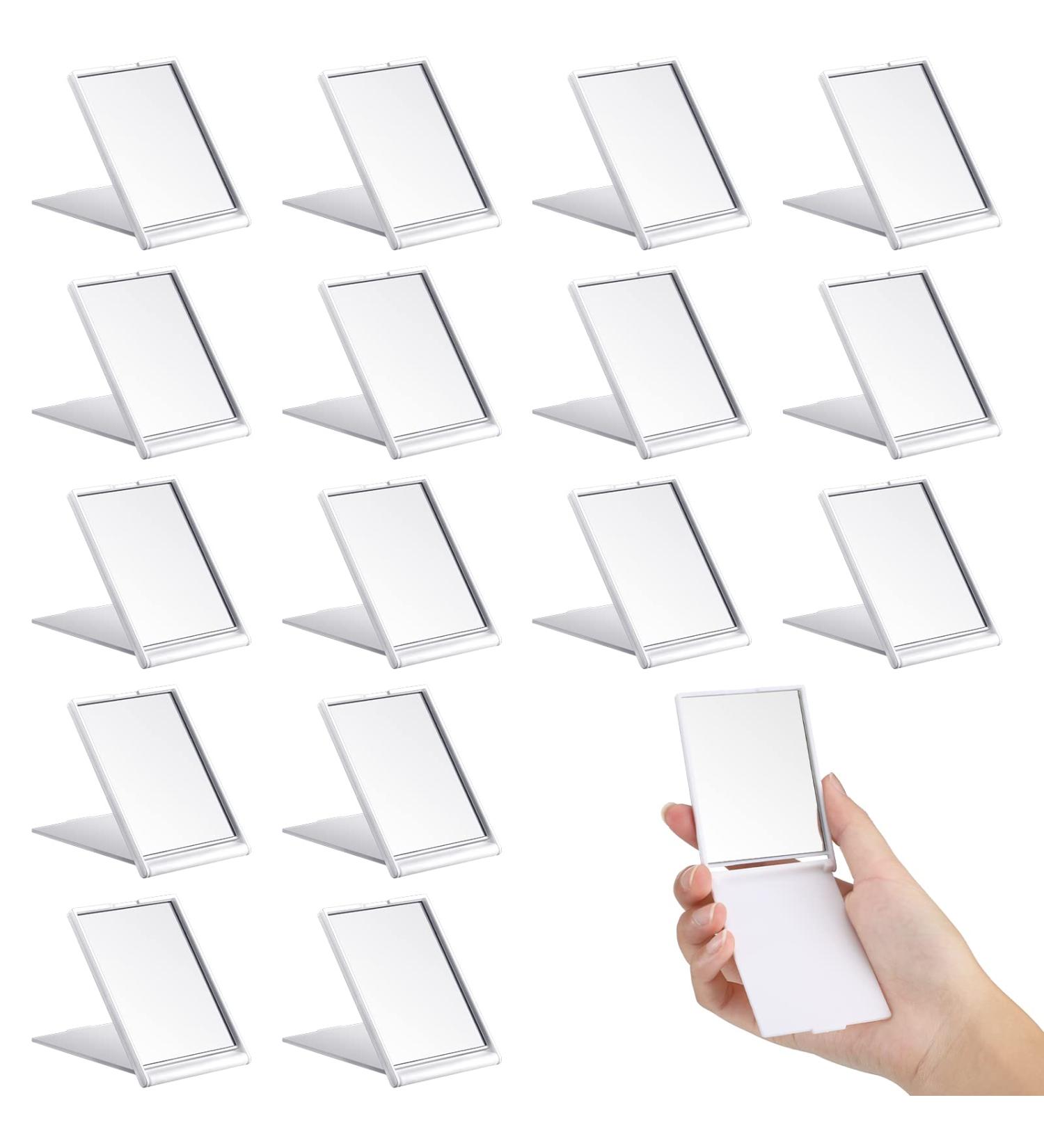 Queekay Small Makeup Folding Mirror - Portable 2 x 3 x 0.2'' Compact Vanity Mirror for Women/Girls - Travel Mirror (White) - Buy Online on GoSupps.com