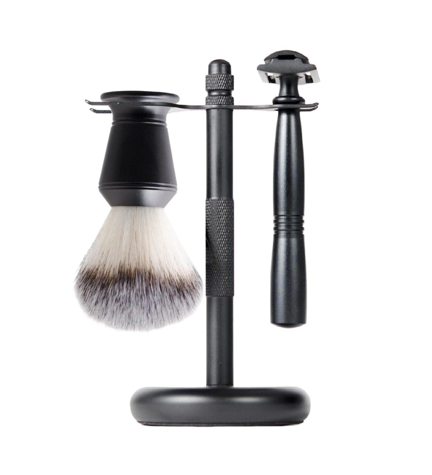 Rahyma 3-Part Men's Razor Set | Elegant Black Shaving Brush & Professional Salon Tools - Perfect Gift for Shaving Enthusiasts - Buy Online on GoSupps.com
