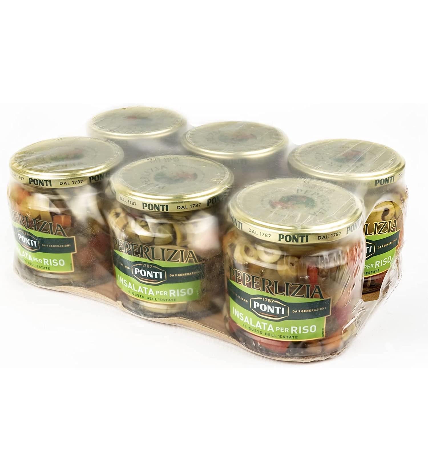 Ponti Peperlizia Travel Salad 350 g Mixed Sweet and Sour Vegetables Rice and Pasta Herbs Set of 6 - Buy Online on GoSupps.com