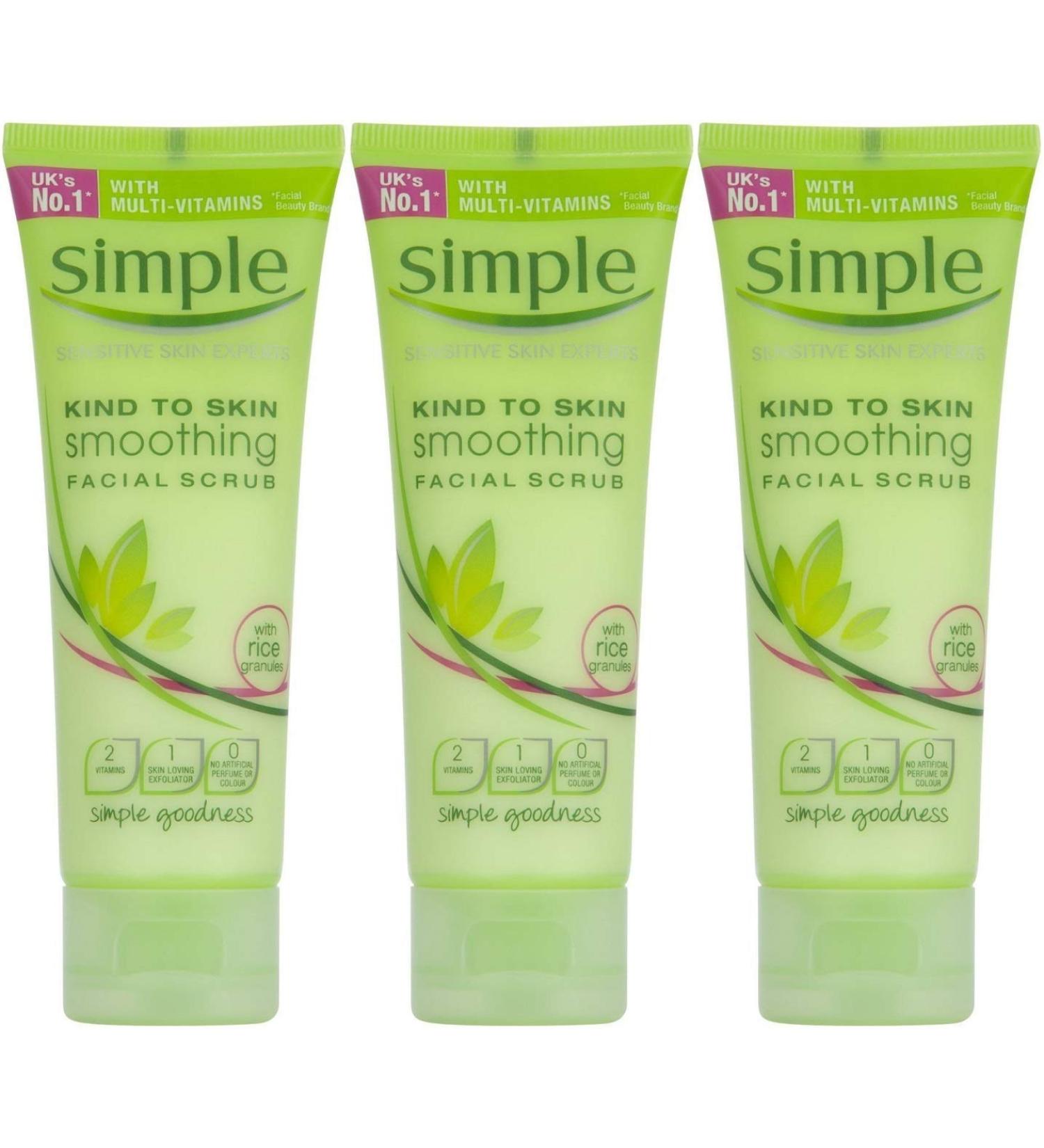 Simple Kind to Skin Smoothing Facial Scrub, 2.5 Ounce / 75 Ml (Pack of 3)