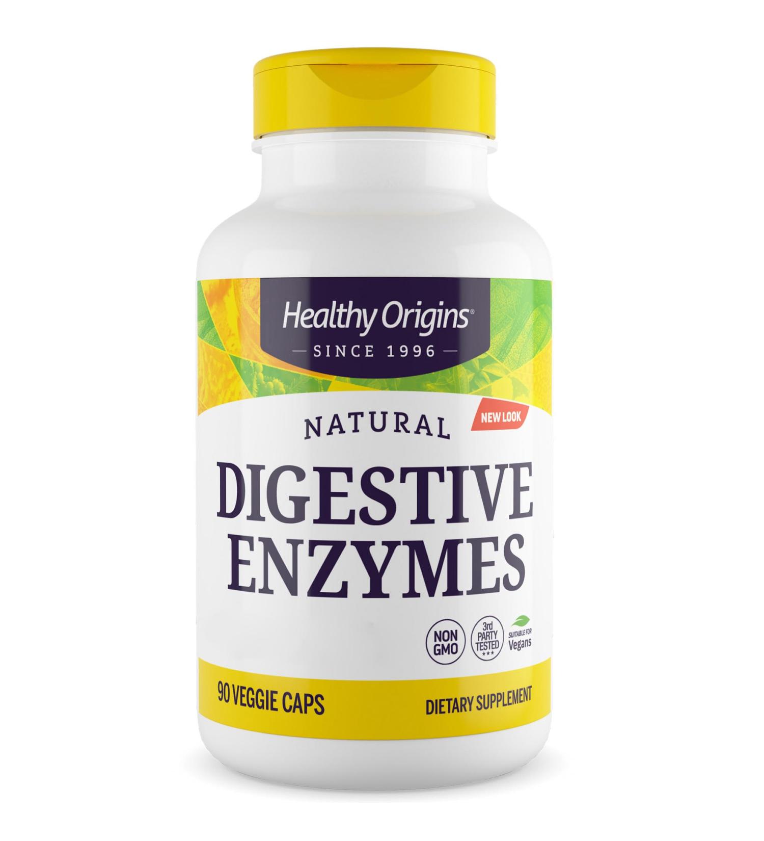 Healthy Origins Natural Digestive Enzymes 90 Vegan Gluten Free Vegetarian Soy-Free Non-GMO - Buy Online on GoSupps.com