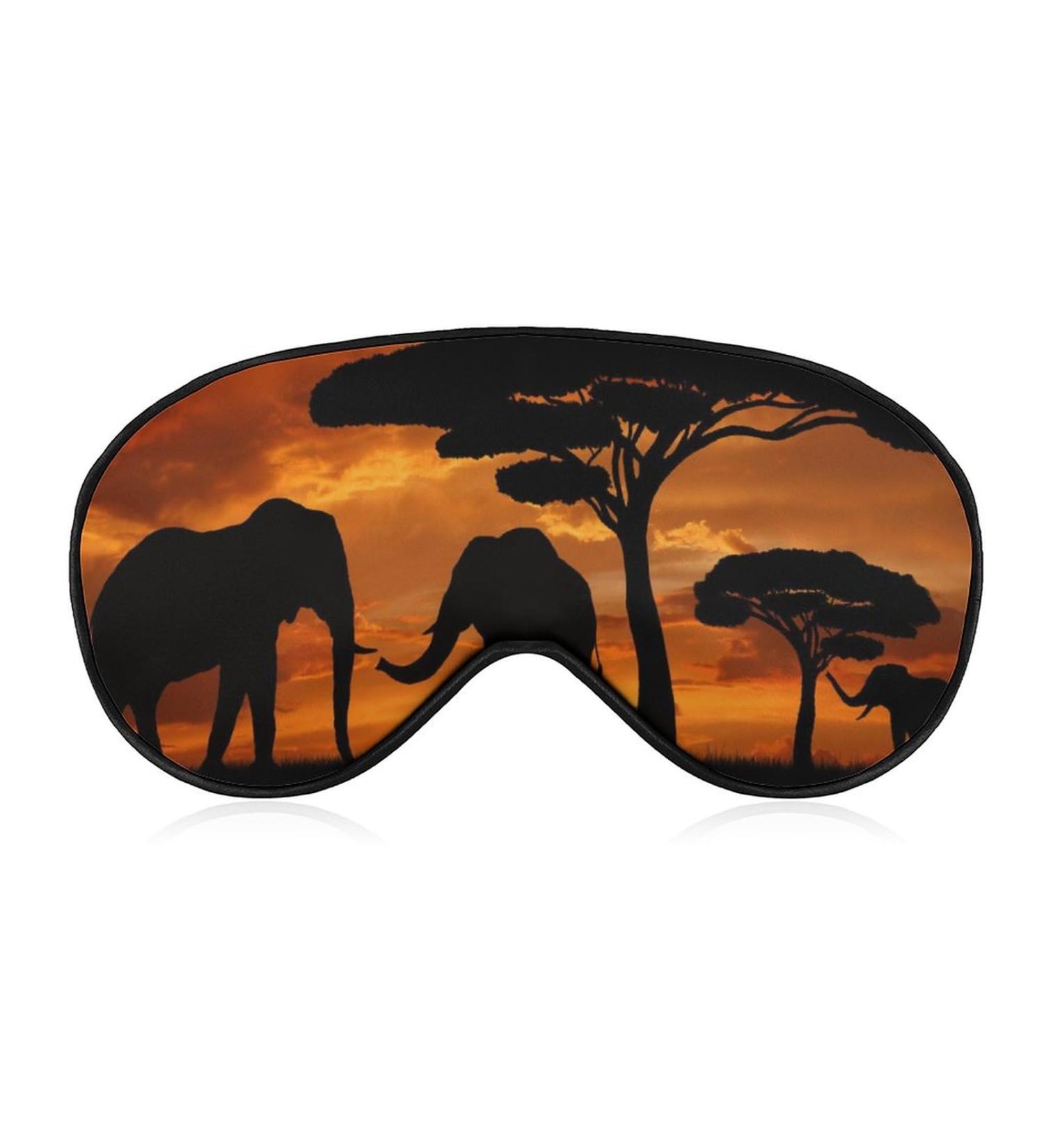 Africa Elephant Sunset Landscape Sleep Mask - Adjustable Strap, Blocks Light for Night Travel - Men Women Blindfold for Sleeping - Buy Online on GoSupps.com