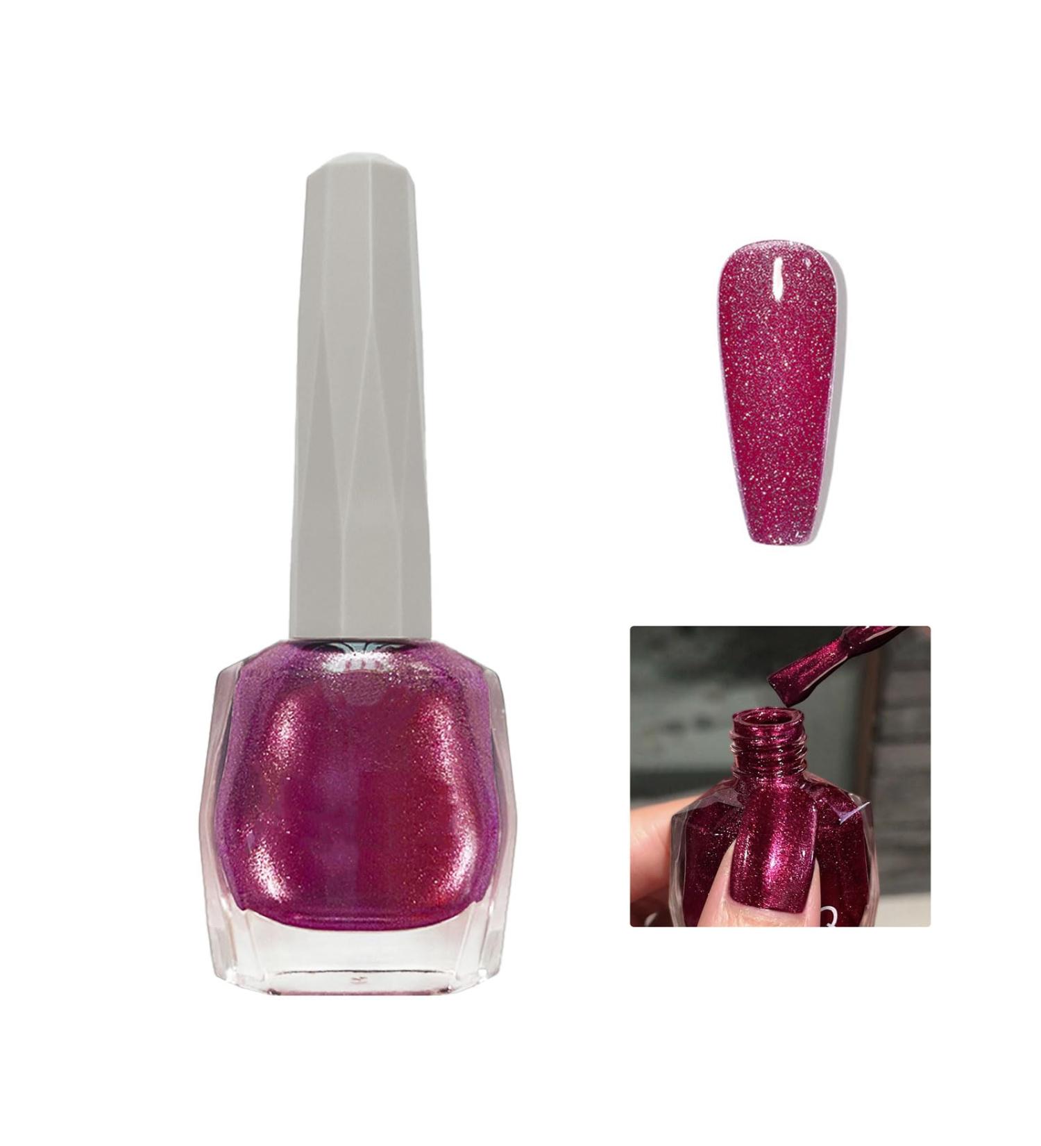 Red Pearl Metal Nail Polish Metallic Shell Glitter Holographic No Need UV Shimmering Long Lasting Large Volume 12ML Pearlescent Nail Polish DIY Art Manicure at Home Gift for Women & Girls - Buy Online on GoSupps.com