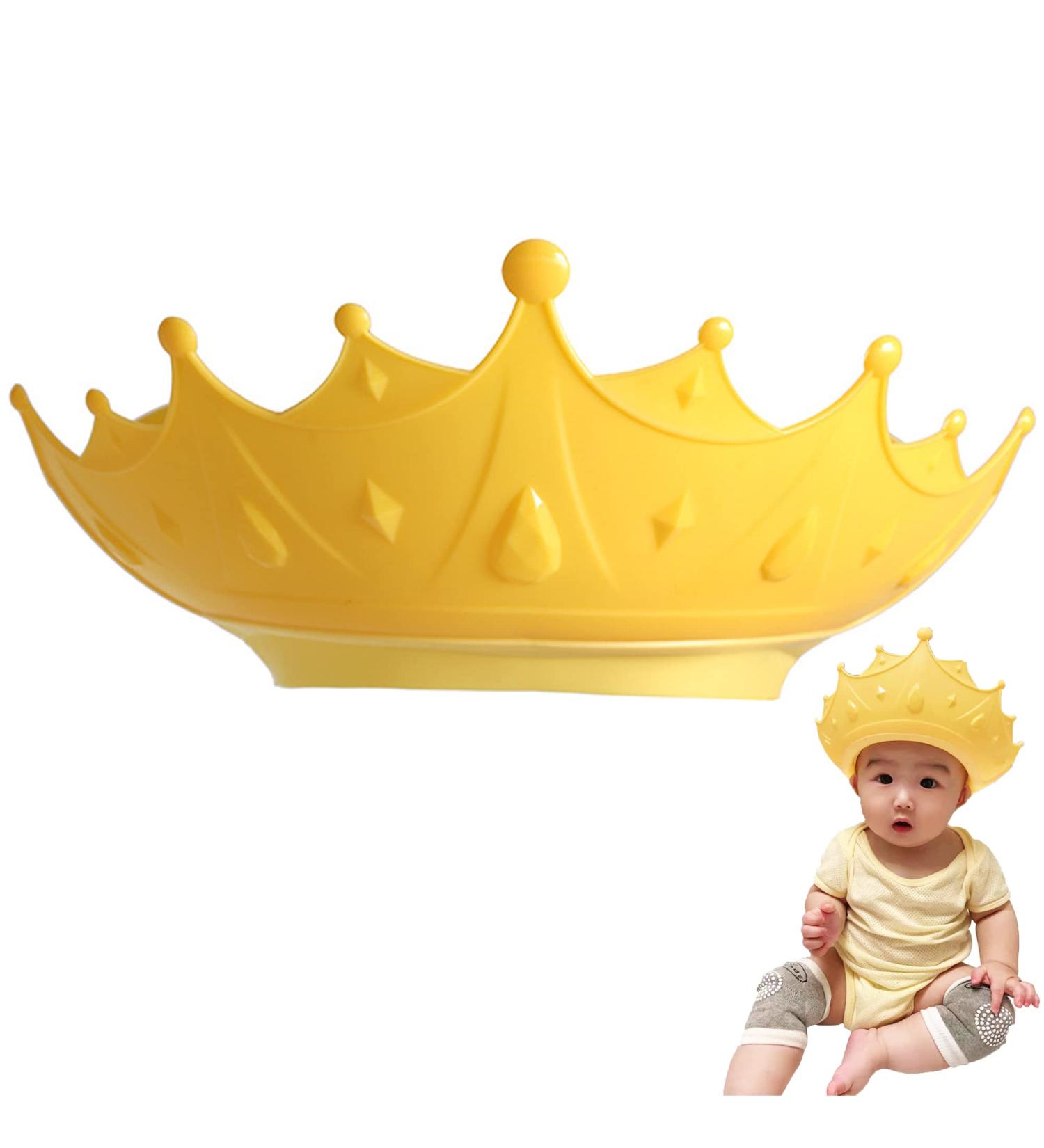 Baby Shower Cap Shield - Adjustable Visor Hat for Kids, Cute Crown Shape - Yellow | 0-9 Years Old Children - Buy Online on GoSupps.com