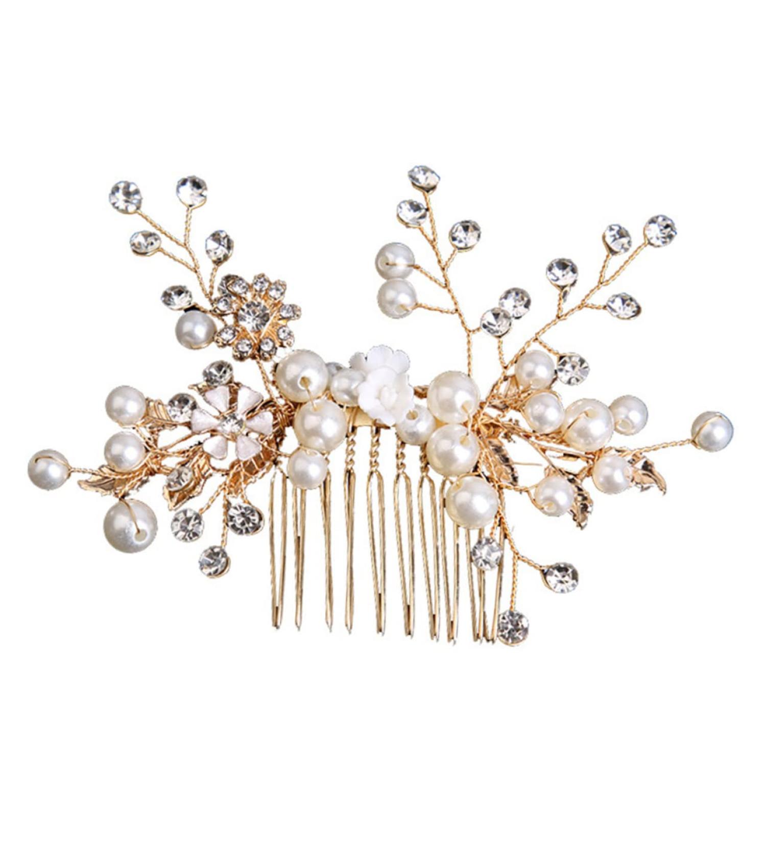 FOMIYES headgear bridesmaid pearl prom manual wig wedding hair accessories alloy bridal headdress bride tiara hair combs for wedding hair accessories flower girl accessories bride wedding - Buy Online on GoSupps.com