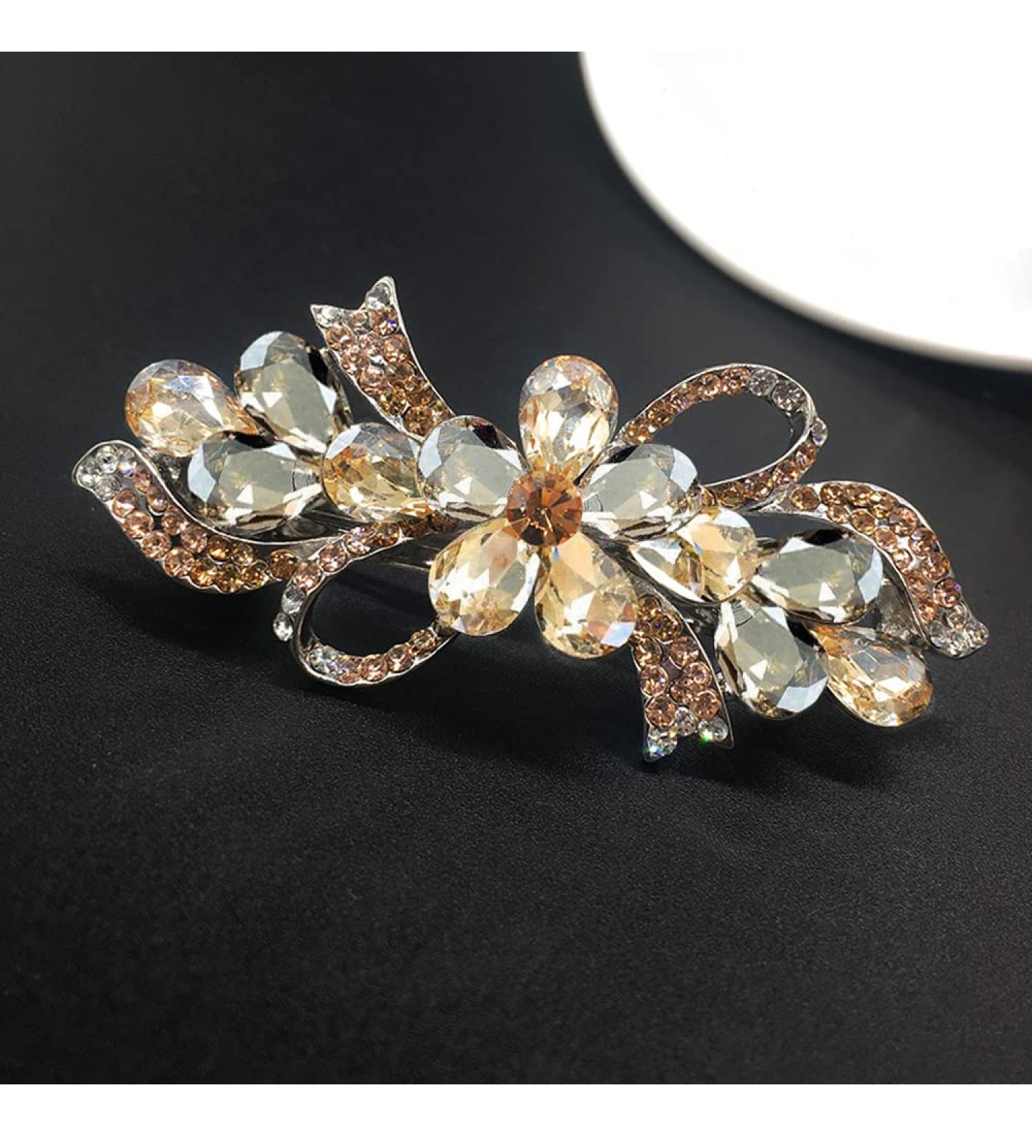 fdsmall Small Hair Barrettes Clips Flower Bow Design Crystal Diamond Hairpin Hair Accessories Hair Clips - Champagne - Buy Online on GoSupps.com