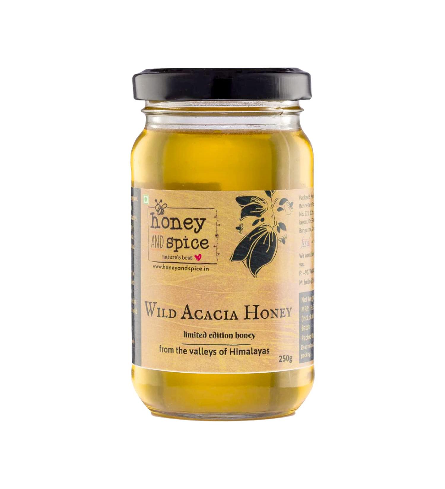 Honey and Spice Wild Acacia Honey from the Valleys of Himalayas with No Added Sugar & Preservatives 250 Gm - Buy Online on GoSupps.com