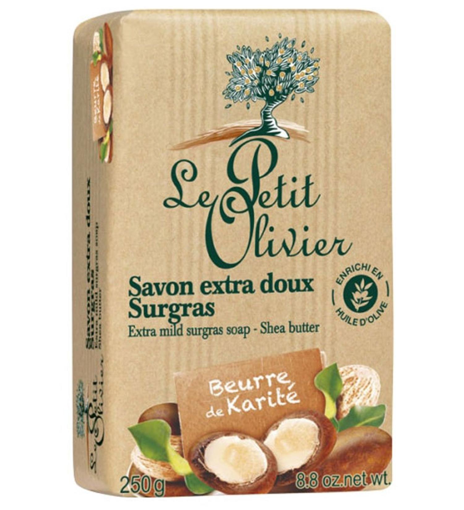 Senteurs Le Petit Olivier Extra Mild Au Karite Shea Butter 8.8 Oz. Single Soap Bar From France