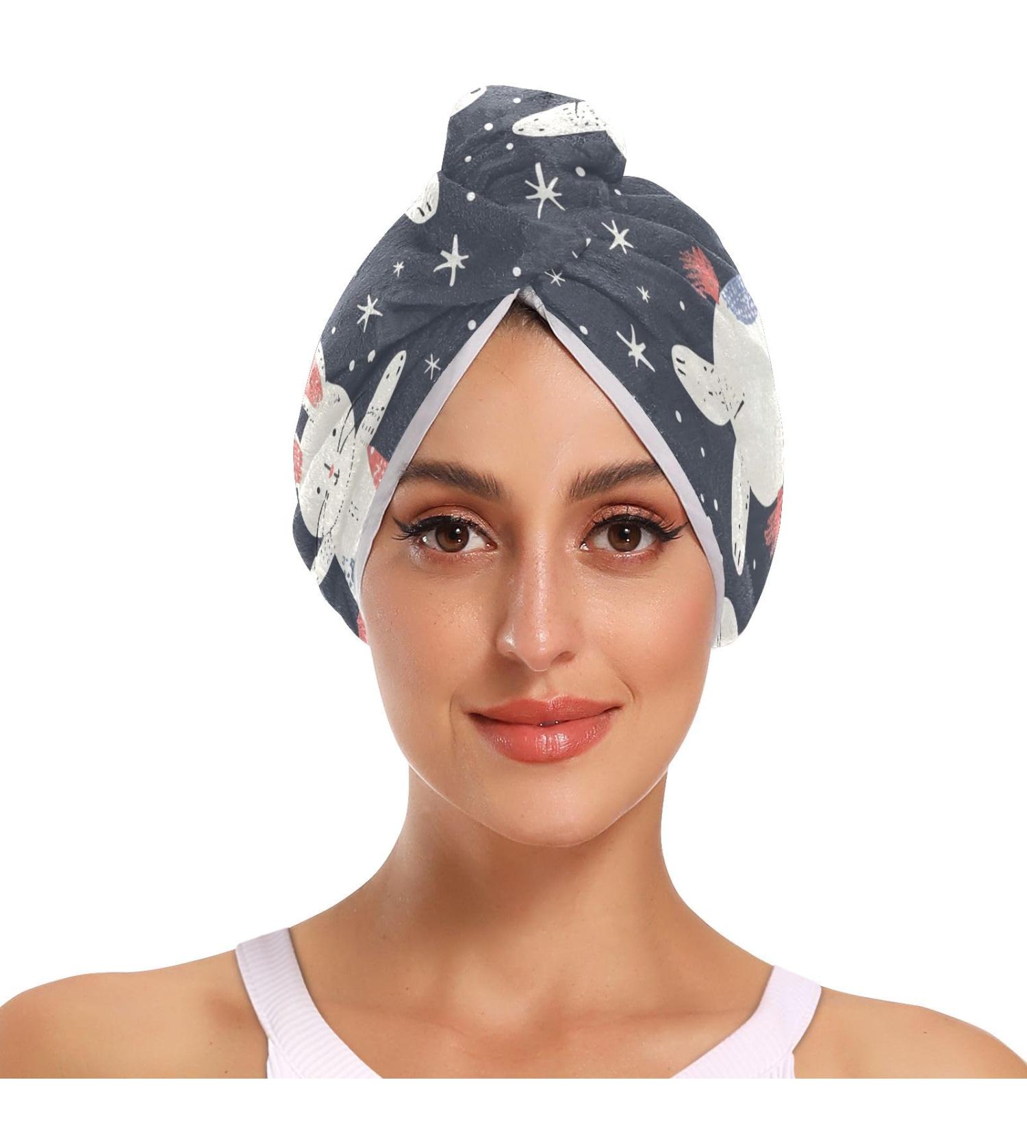 Rabbit Universe Hair Towel 2 Pack | Super Absorbent Quick Dry Hair Turbans for Women & Girls - Buy Online on GoSupps.com