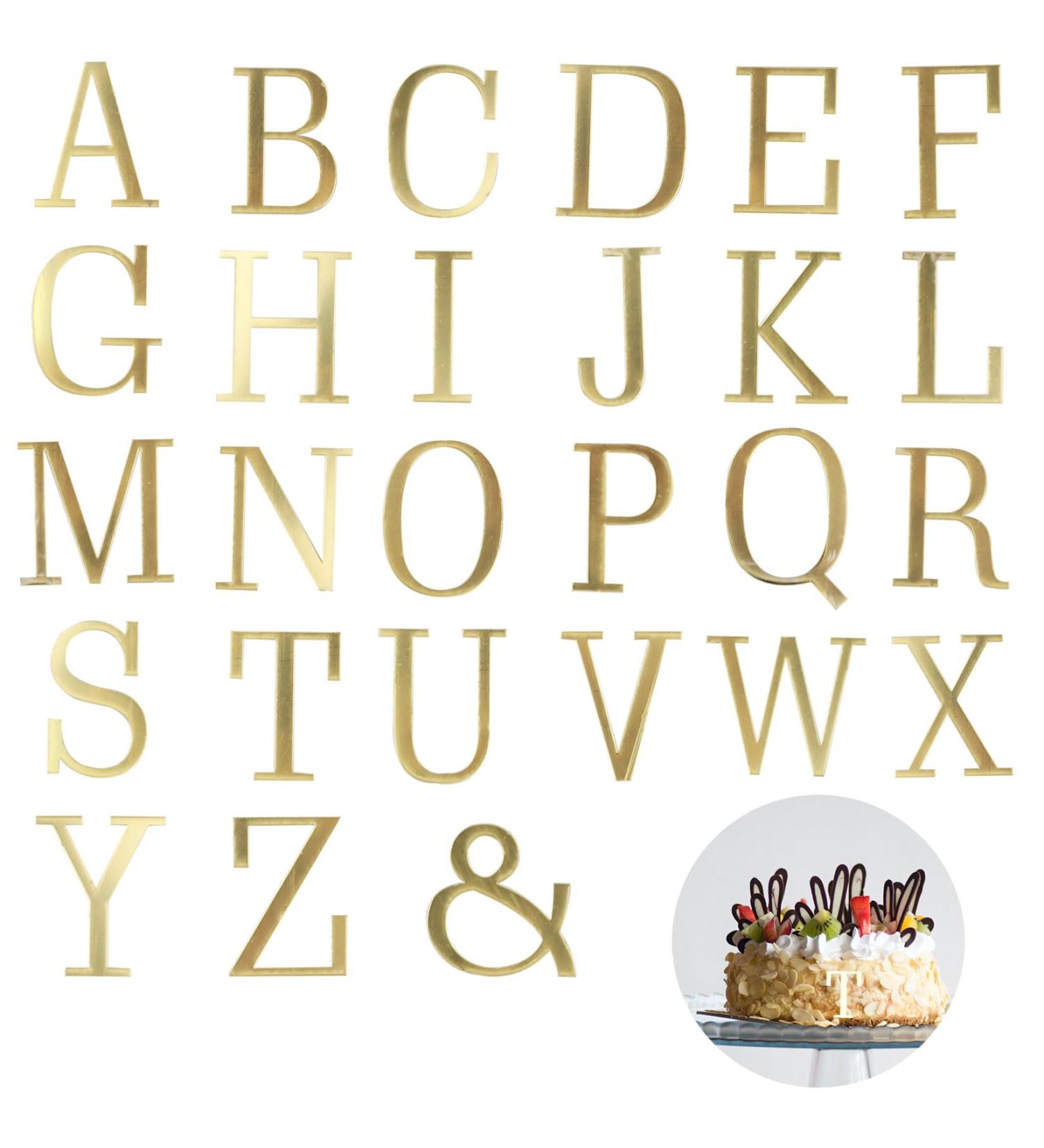 Letter Cake Toppers Acrylic Alphabet Cupcake Topper A-Z Cake Letters DIY Cake Decorations for Birthday Wedding Graduation Baby Shower 3D Gold - Buy Online on GoSupps.com