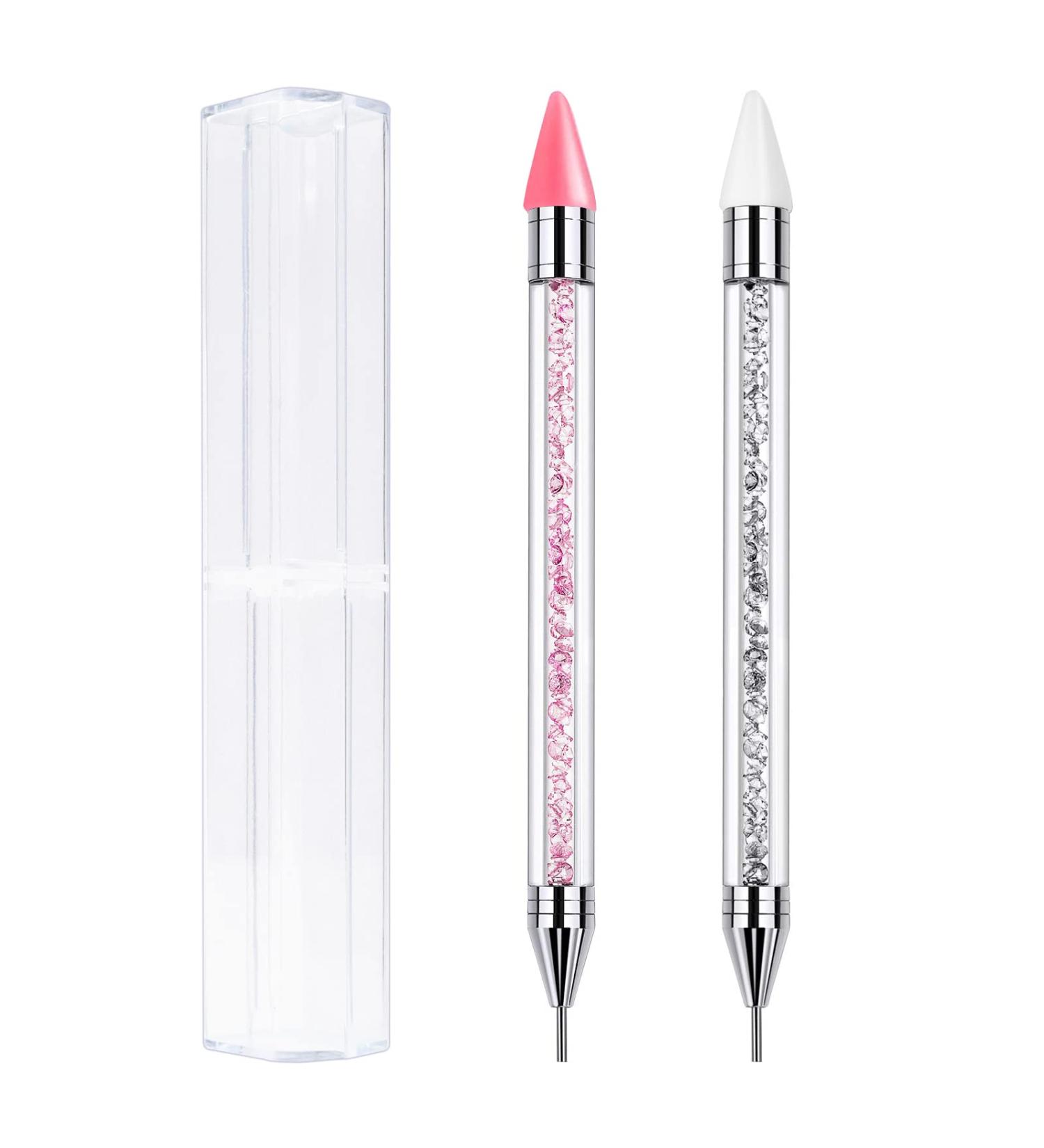 Sularpek Nail Rhinestone Picker Set - Dual-End Rhinestone Pickup Tool and Wax Pencil for DIY Nail Art Crafts (White Pink) - Buy Online on GoSupps.com