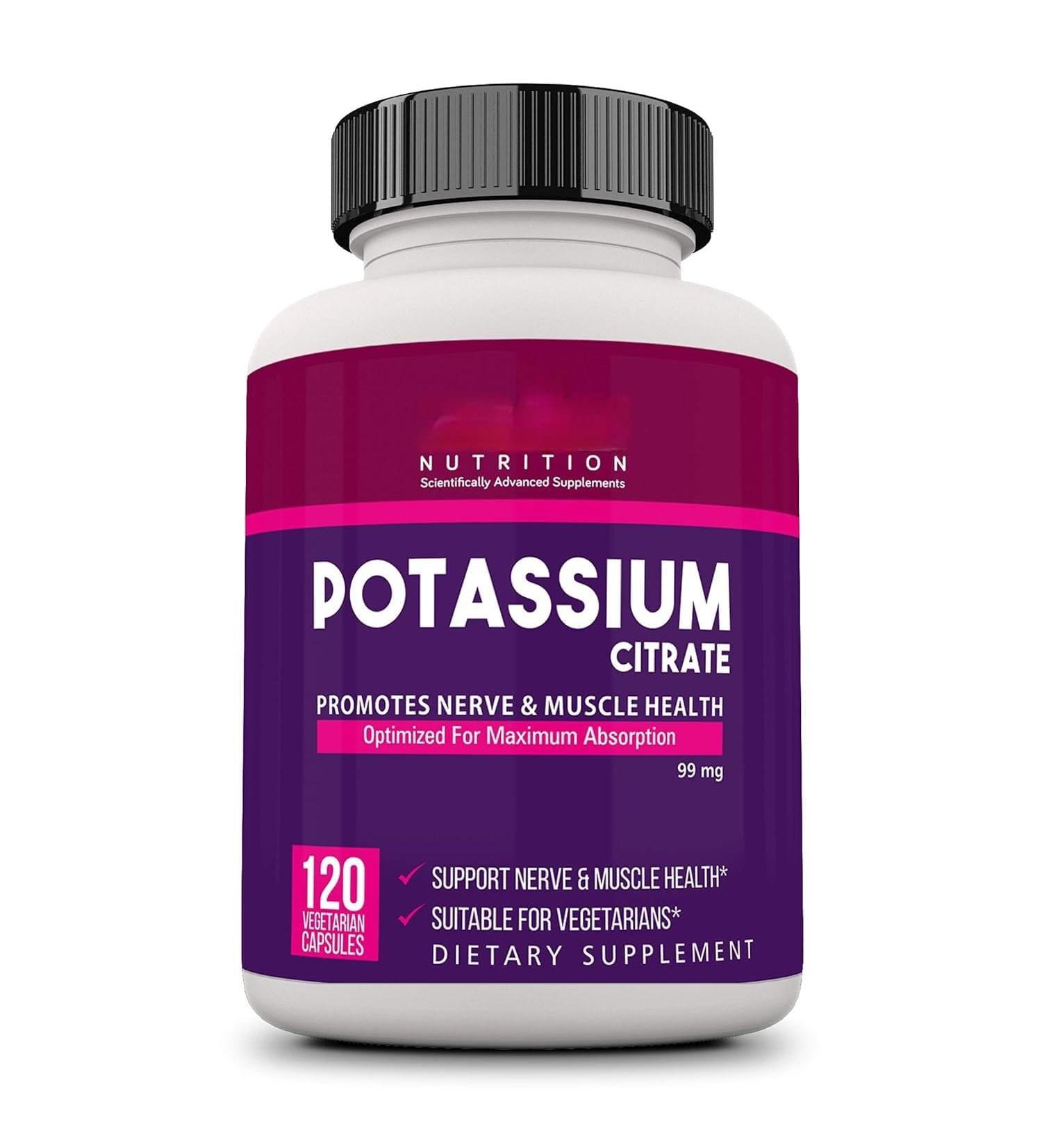 Potassium Citrate 99mg I Support Nerve Joint & Bone Health I Helps Manage Electrolyte | for Both Men & Women | 120 Veg Capsules - Buy Online on GoSupps.com