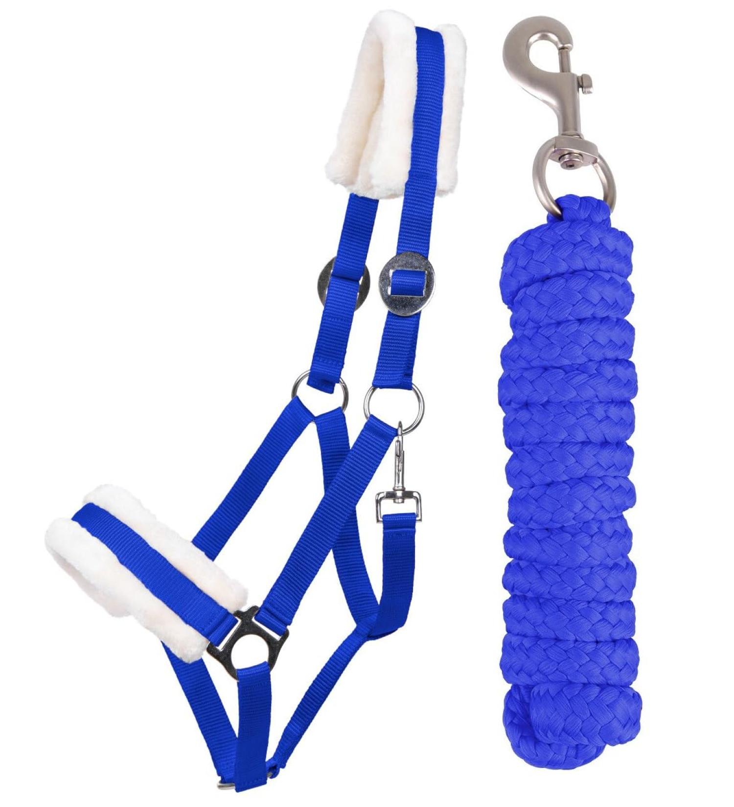ARBO-INOX Cob Thoroughbred Halter Set with Faux Fur & Lead Rope - Cobalt Blue | International Shipping Available - Buy Online on GoSupps.com