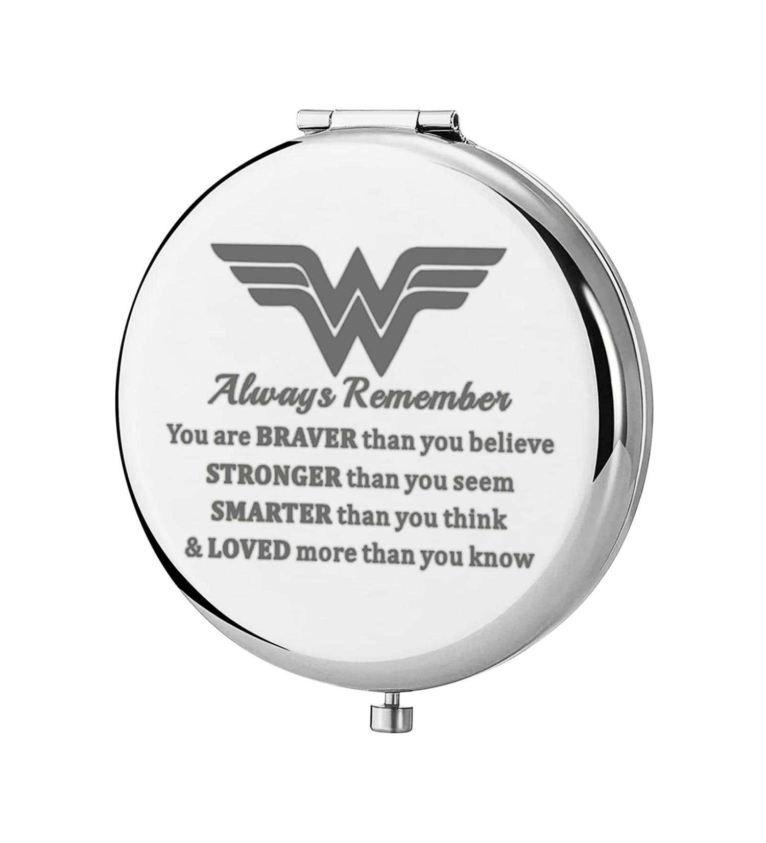KEYCHIN Heroine Pocket Mirror Diana Fans Gift - You are Braver, Stronger, Smarter Than You Think - Compact Wonder Mirror for Women & Girls - Buy Online on GoSupps.com