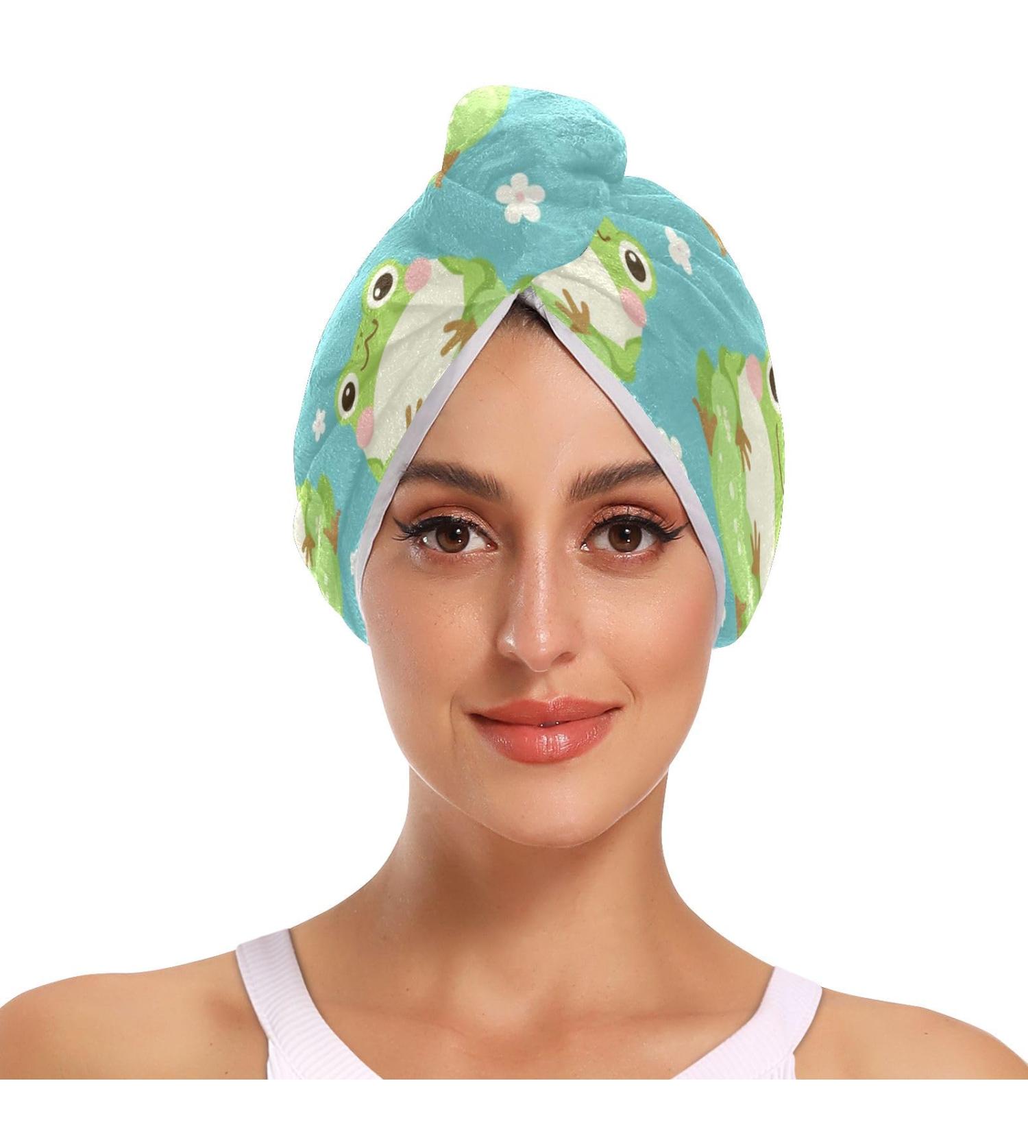 Fat Frog Hair Towel 2 Pack - Super Absorbent Quick Dry Hair Turbans for Women & Girls | Perfect Hair Drying Solution - Buy Online on GoSupps.com