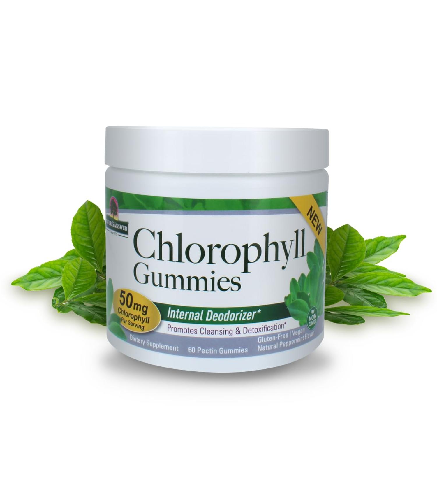 Nature's Answer Chlorophyll Gummies 60 Count | Natural Internal Deodorant* | Skin & Hair Support | Immune Support | Gelatin Free | Non GMO | G Free | - Buy Online on GoSupps.com