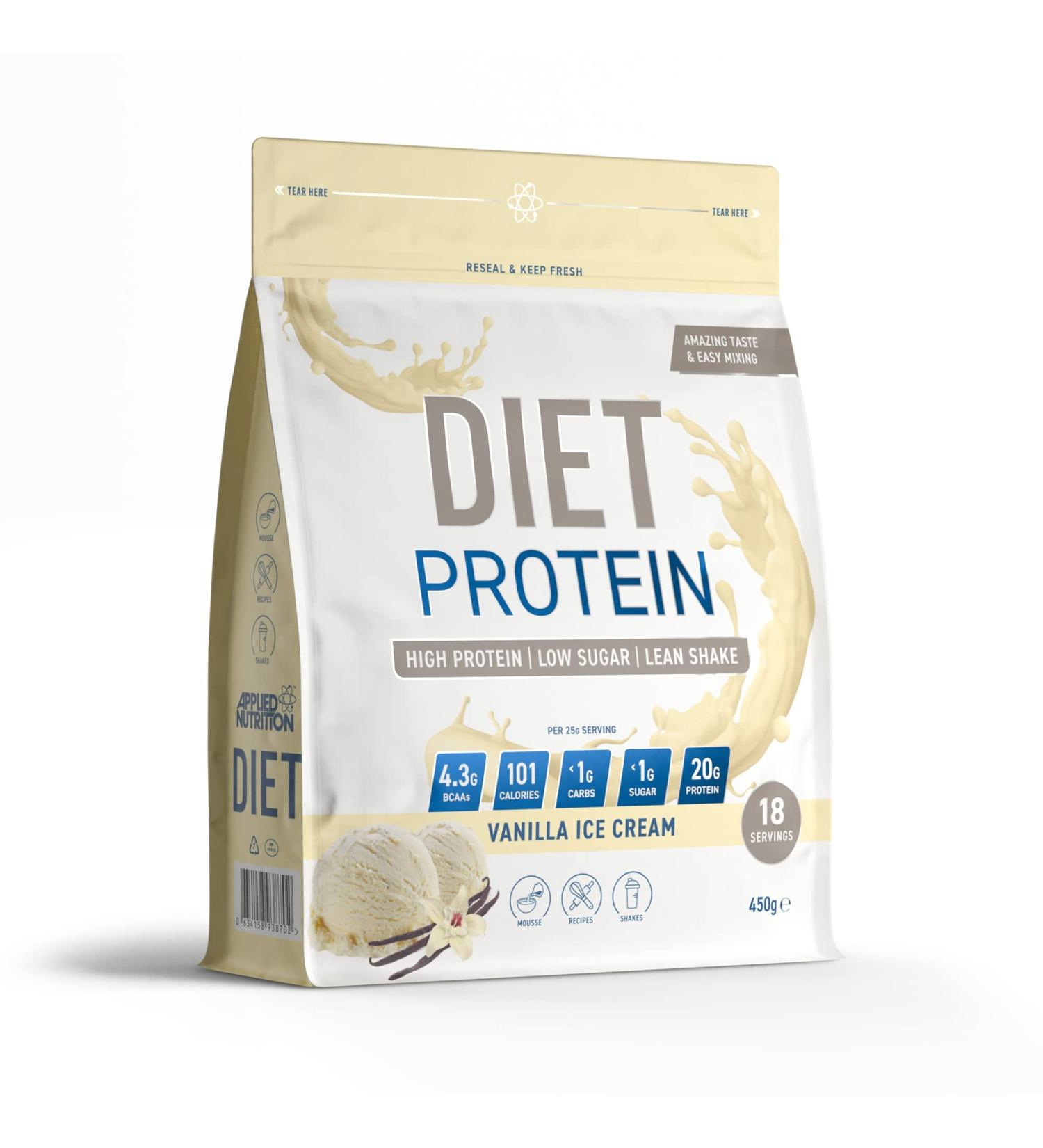 Applied Nutrition Diet Whey - High Protein Vanilla Ice Cream Powder for Weight Management (450g) - 18 Servings - Buy Online on GoSupps.com