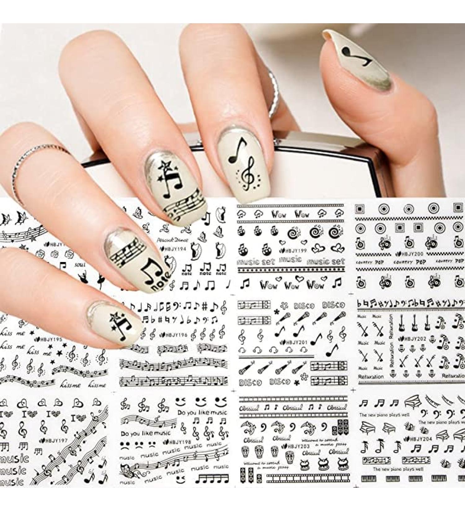 3D Musical Note Nail Sticker Set - Black Notes Decals for Musical Manicure - Buy Online on GoSupps.com