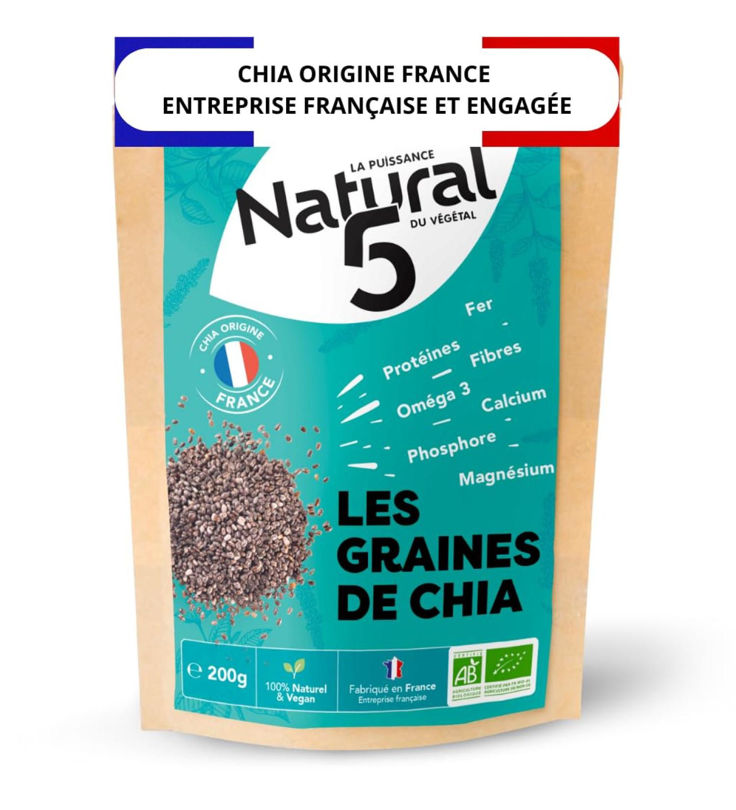 ORGANIC CHIA SEEDS CULTIVATED IN FRANCE - Rich in Protein Omega3 Fiber Ideal Slimming Transit High Quality Chia Seeds Smoothies and Salads Chia Seeds (200G) - Buy Online on GoSupps.com