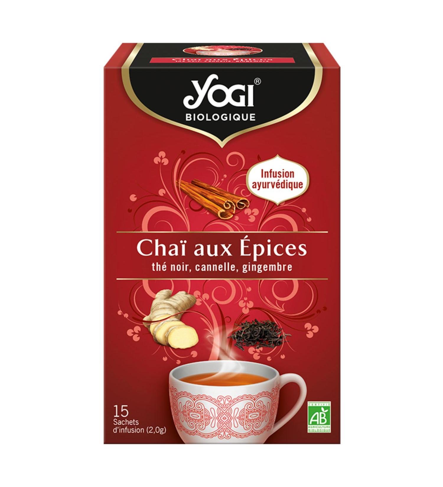 YOGI Organic Chai with Spices Infusion 100 percent Organic Black Tea Cinnamon and Ginger 15 heat-sealed and staple-free ba - Buy Online on GoSupps.com