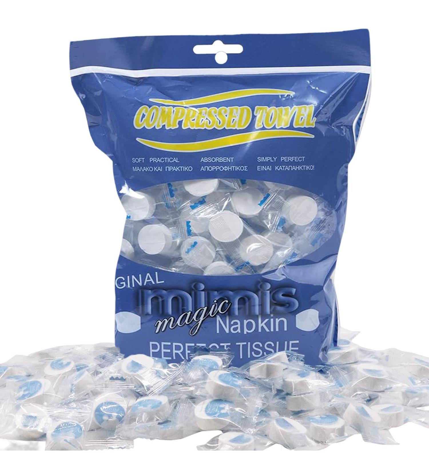 100-Pack Portable Disposable Compressed Cotton Coin Tissue Towels | Travel Camping Hiking Beauty Salon Home Hand Wipes | 8.6x9 Inch - Buy Online on GoSupps.com