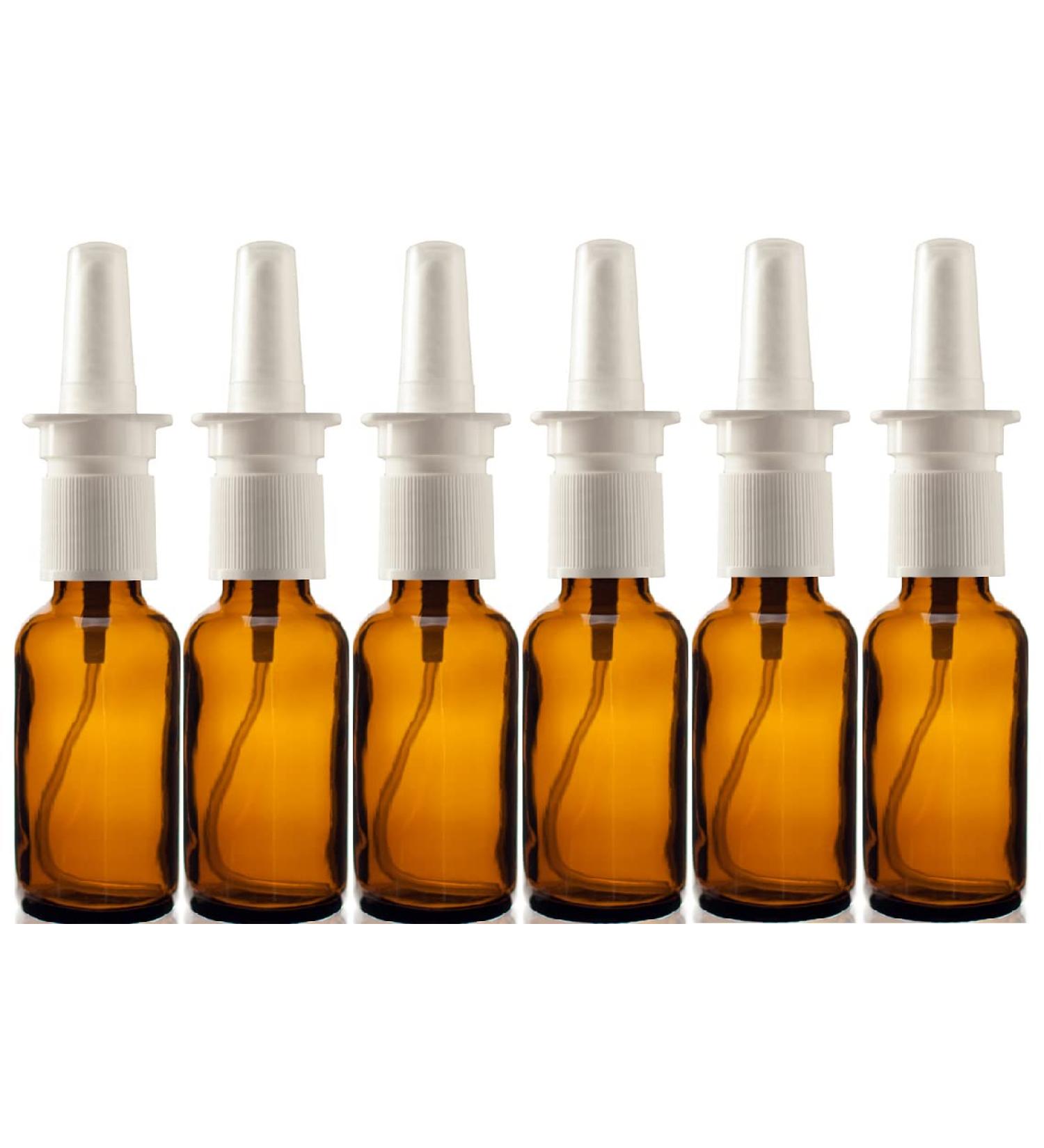Amber Glass 1 oz Nasal Sprayer - Refillable Travel Sized Saline Applicator (6 Pack) - Buy Online on GoSupps.com