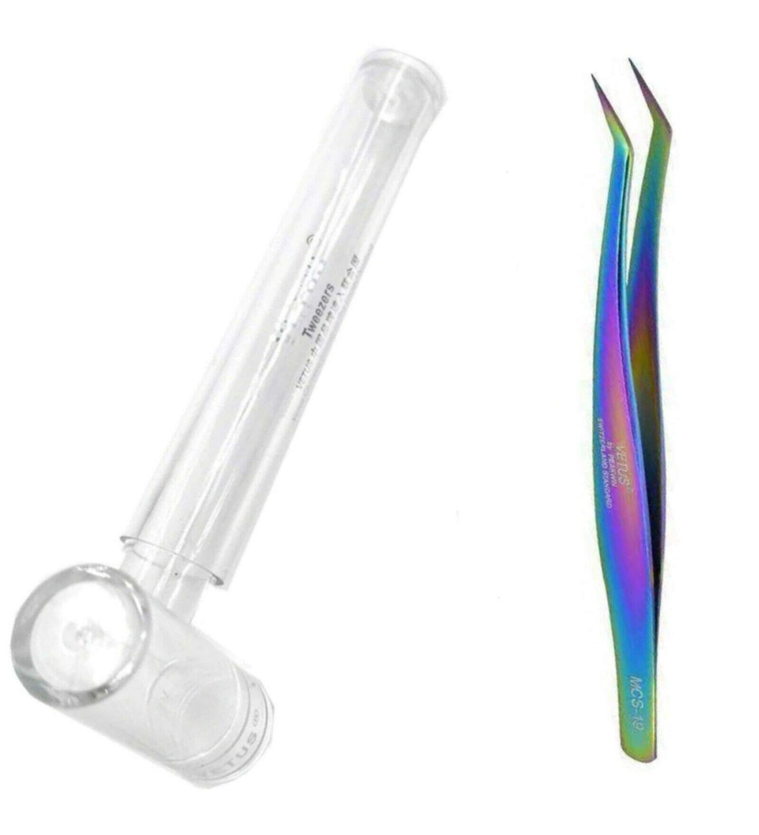 EYELASH TWEEZERS VETUS for eyelash extension and volume technique MCS-19 Volume 45 / Multicolor