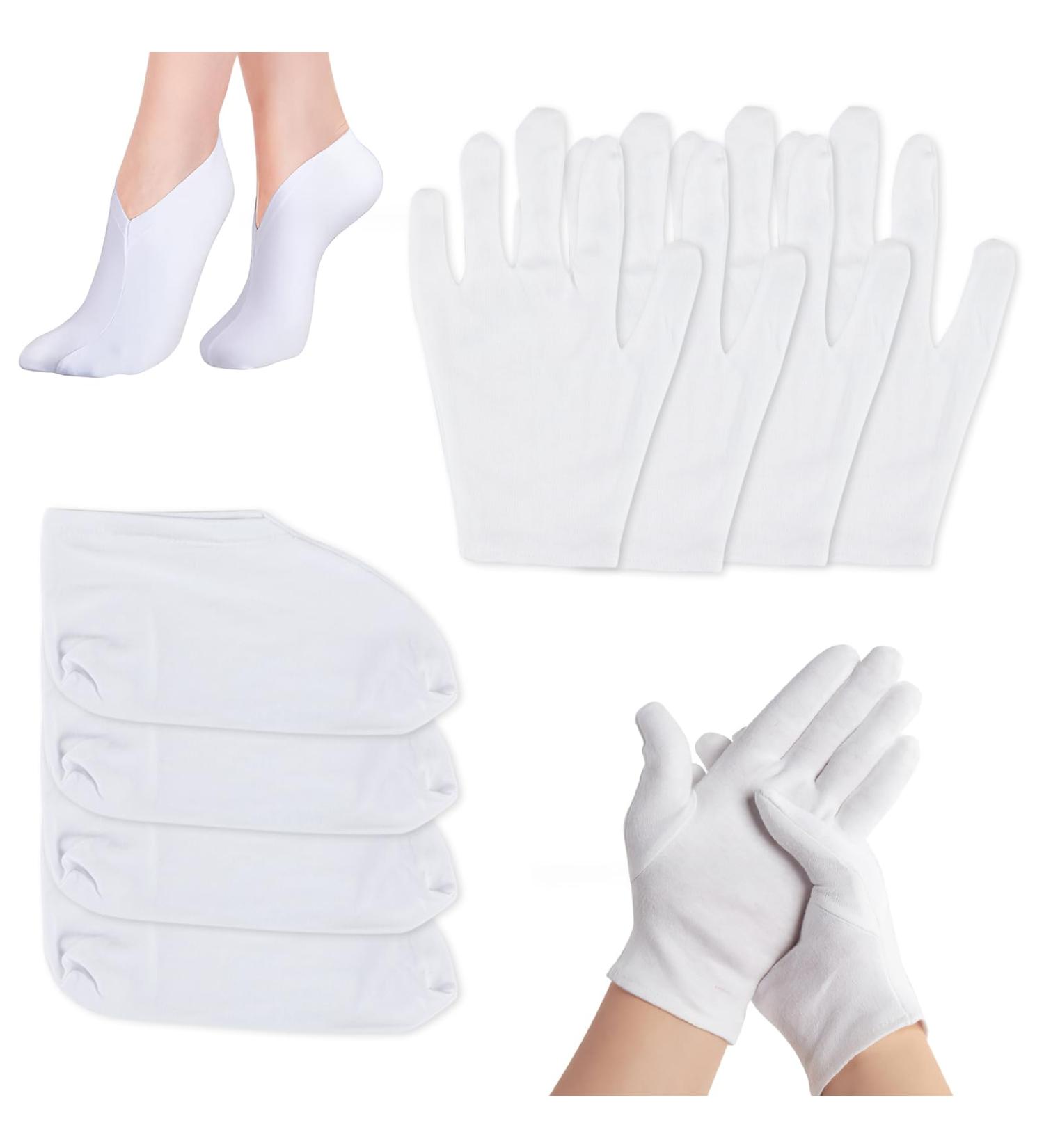 4-Pair Moisturizing Socks and Gloves Set for Overnight Repair - Cotton Spa Foot Moisturizer Socks & Moisture-Enhancing Gloves for Dry, Rough Skin on Hands and Feet - Buy Online on GoSupps.com