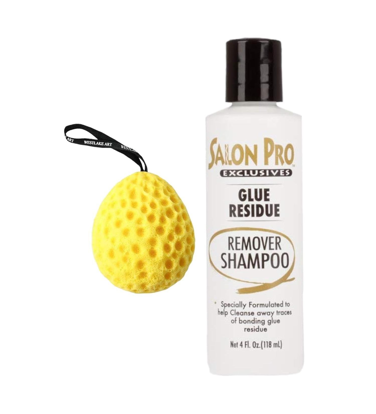 Hair Shampoo 4 Oz | Glue Residue Remover & Deep Cleansing Formula for Extensions | Moisturizing & Hydrating Bundle with Bath Sponge - Buy Online on GoSupps.com